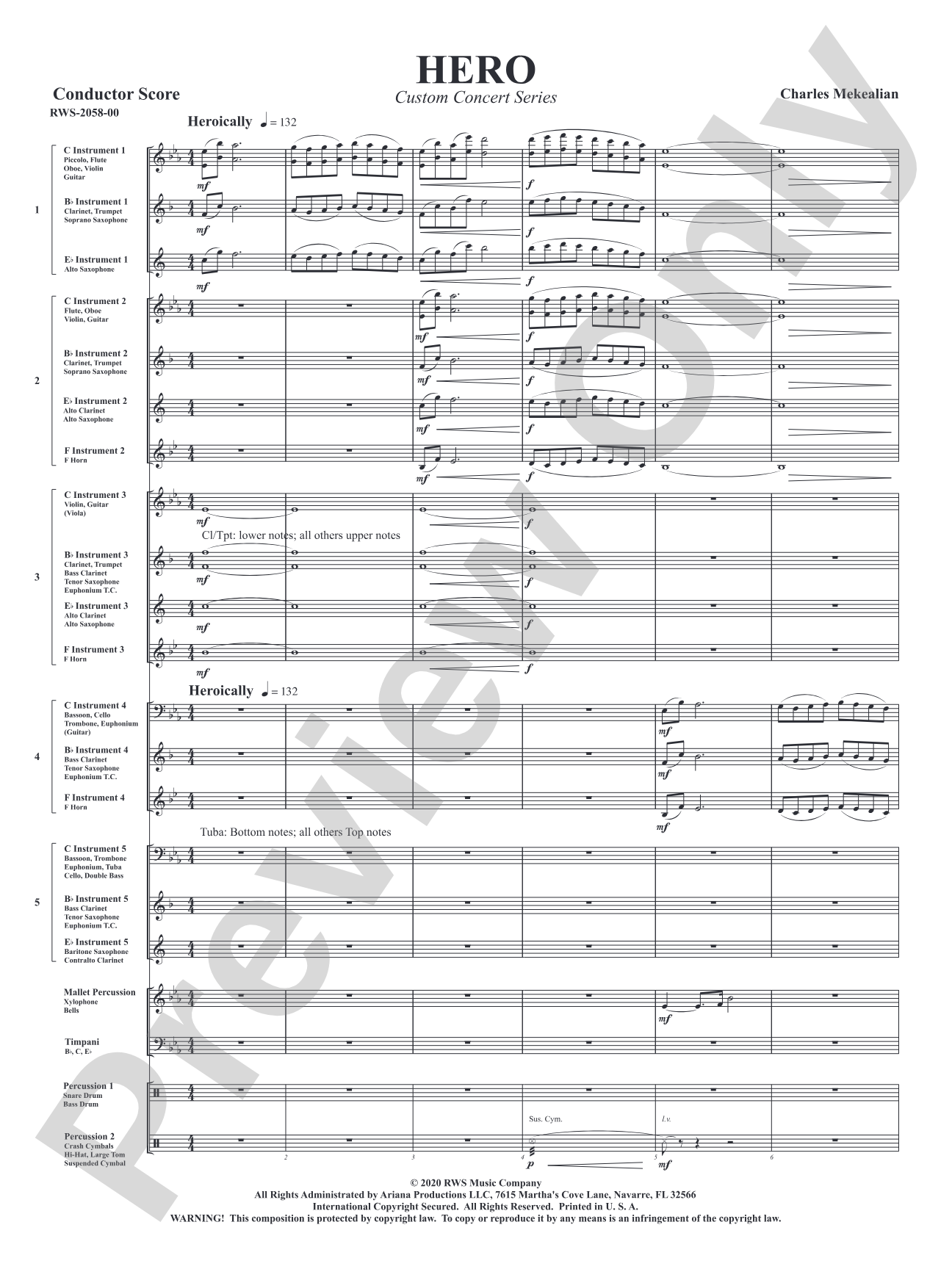 Hero: Flexible Concert Band Conductor Score & Parts