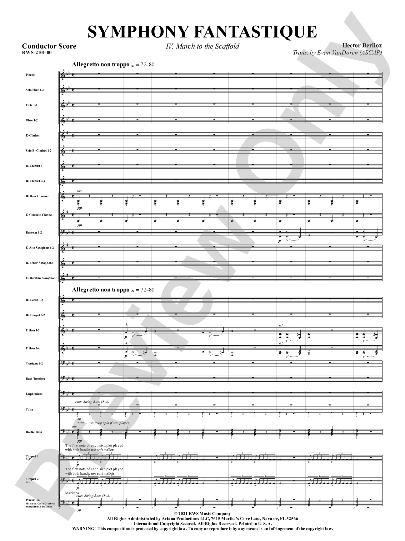 Symphony Fantastique - IV. March to the Scaffold: Concert Band Conductor Score & Parts