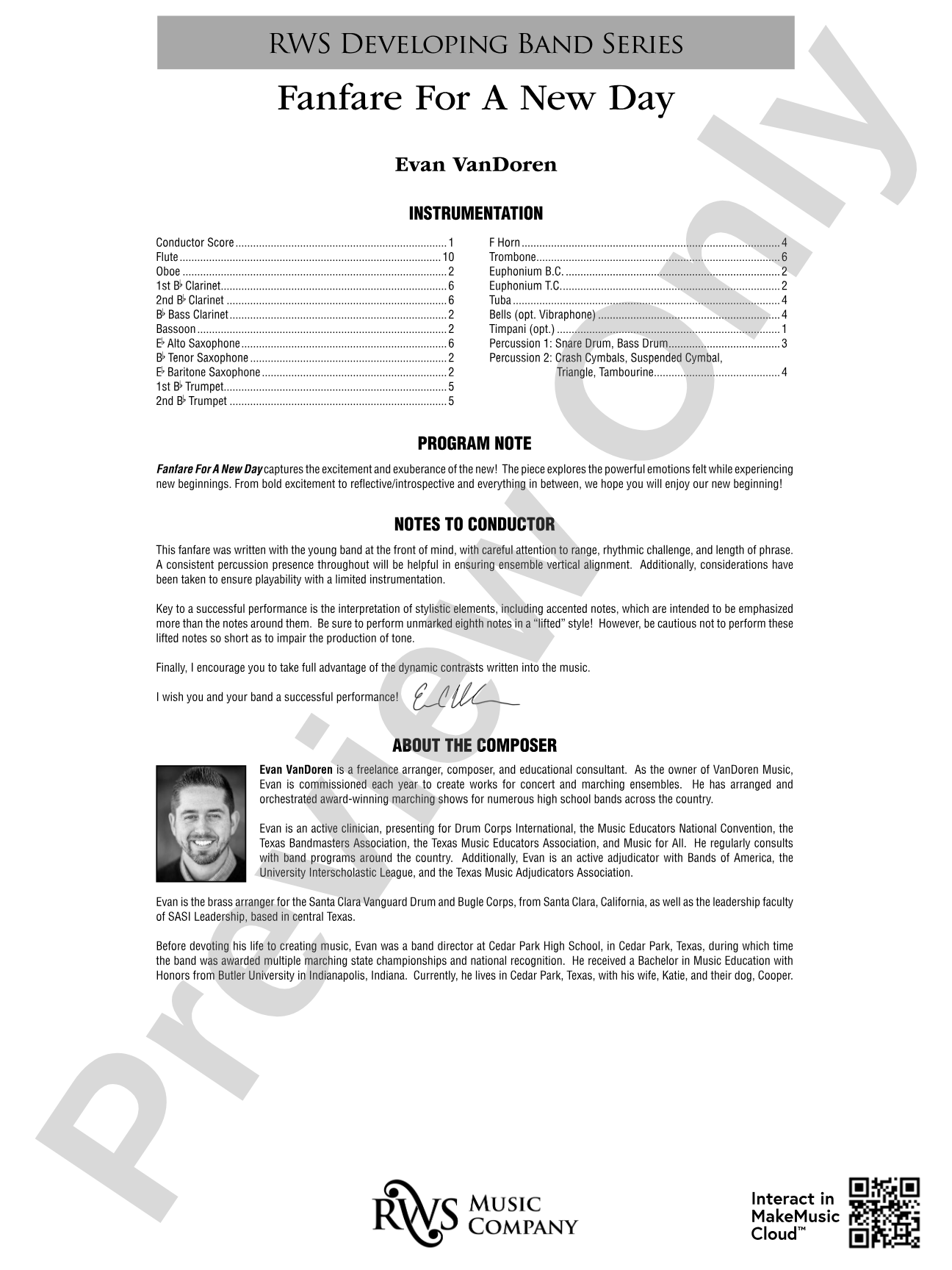 Fanfare for a New Day: Concert Band Conductor Score & Parts