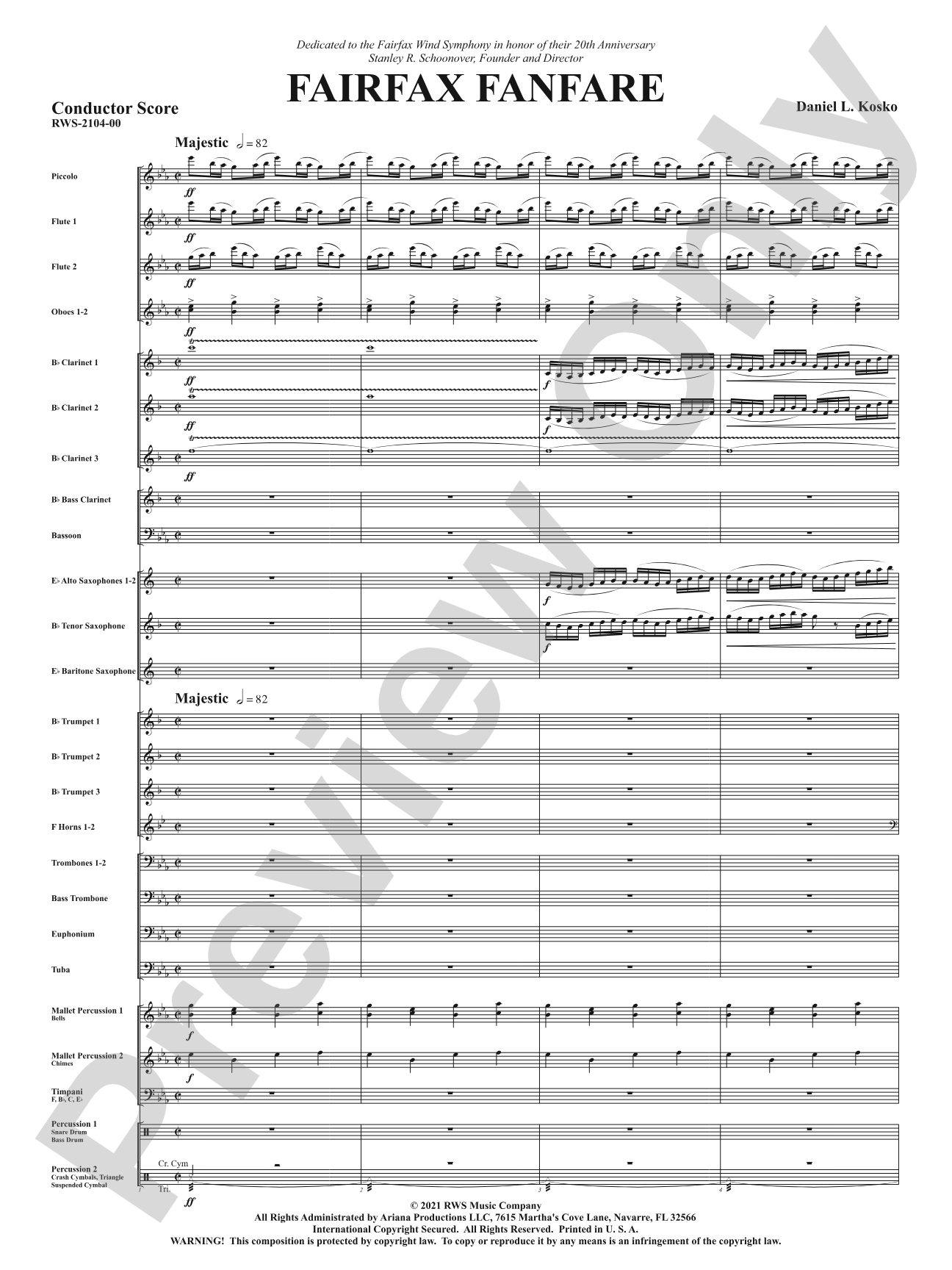 Fairfax Fanfare: Concert Band Conductor Score & Parts