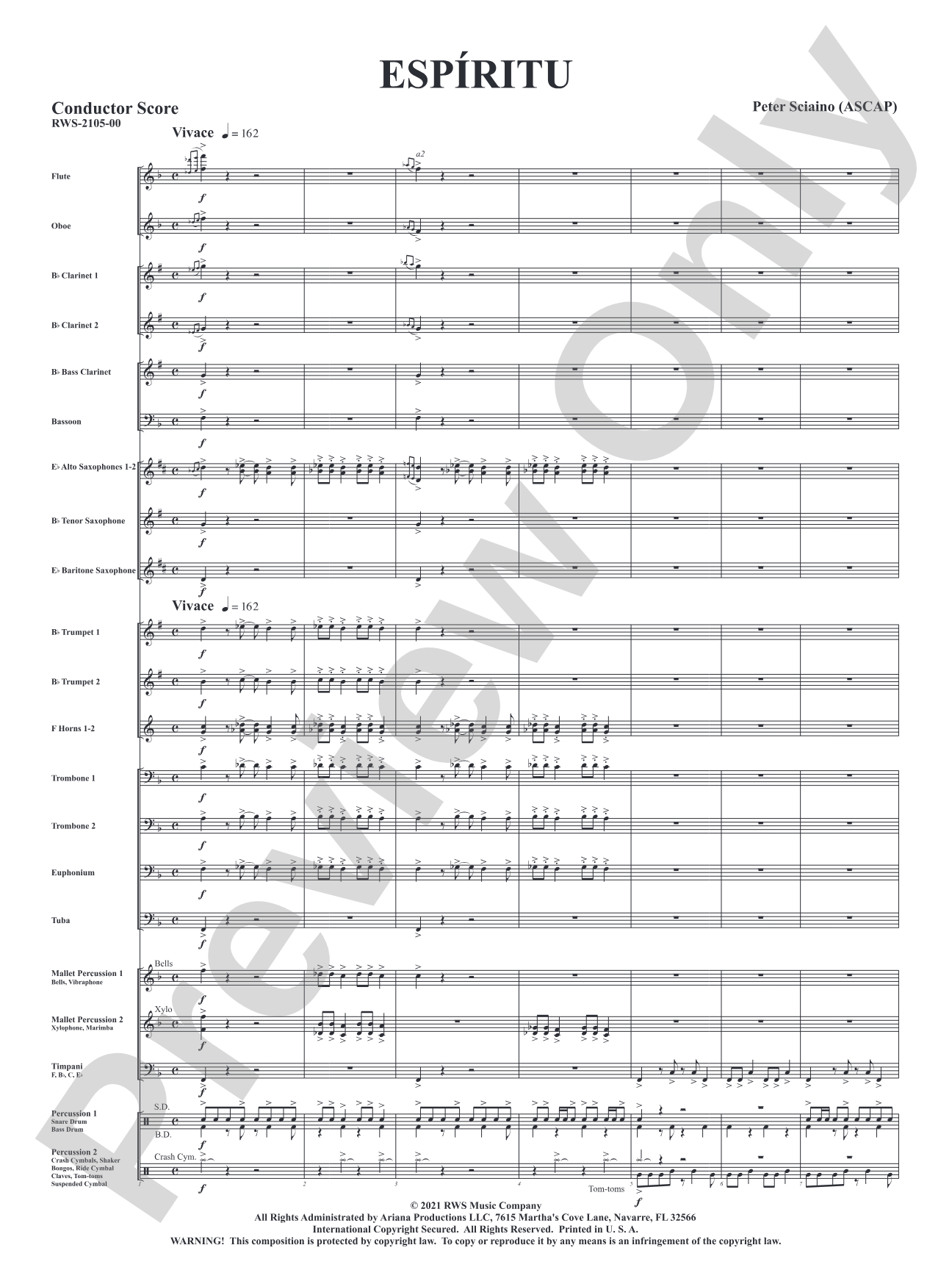 Espiritu: Concert Band Conductor Score & Parts