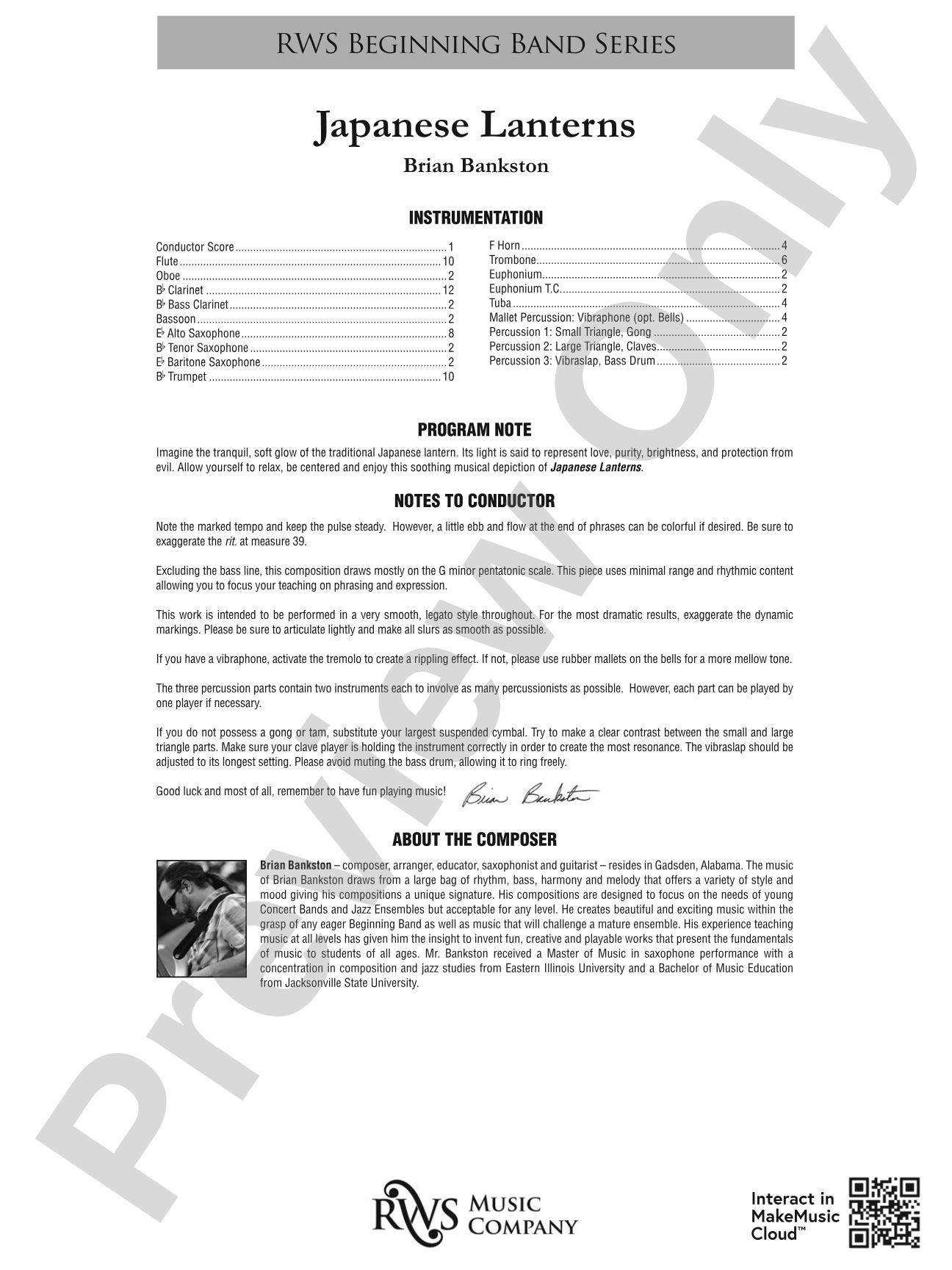 Japanese Lanterns: Concert Band Conductor Score & Parts