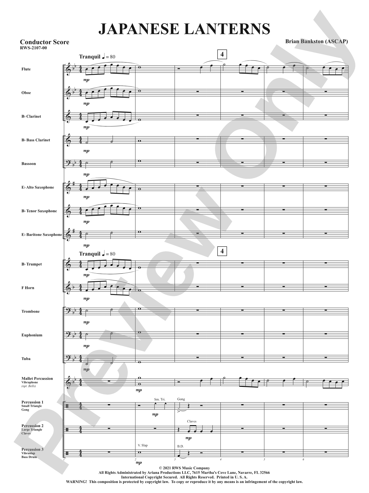 Japanese Lanterns: Concert Band Conductor Score & Parts