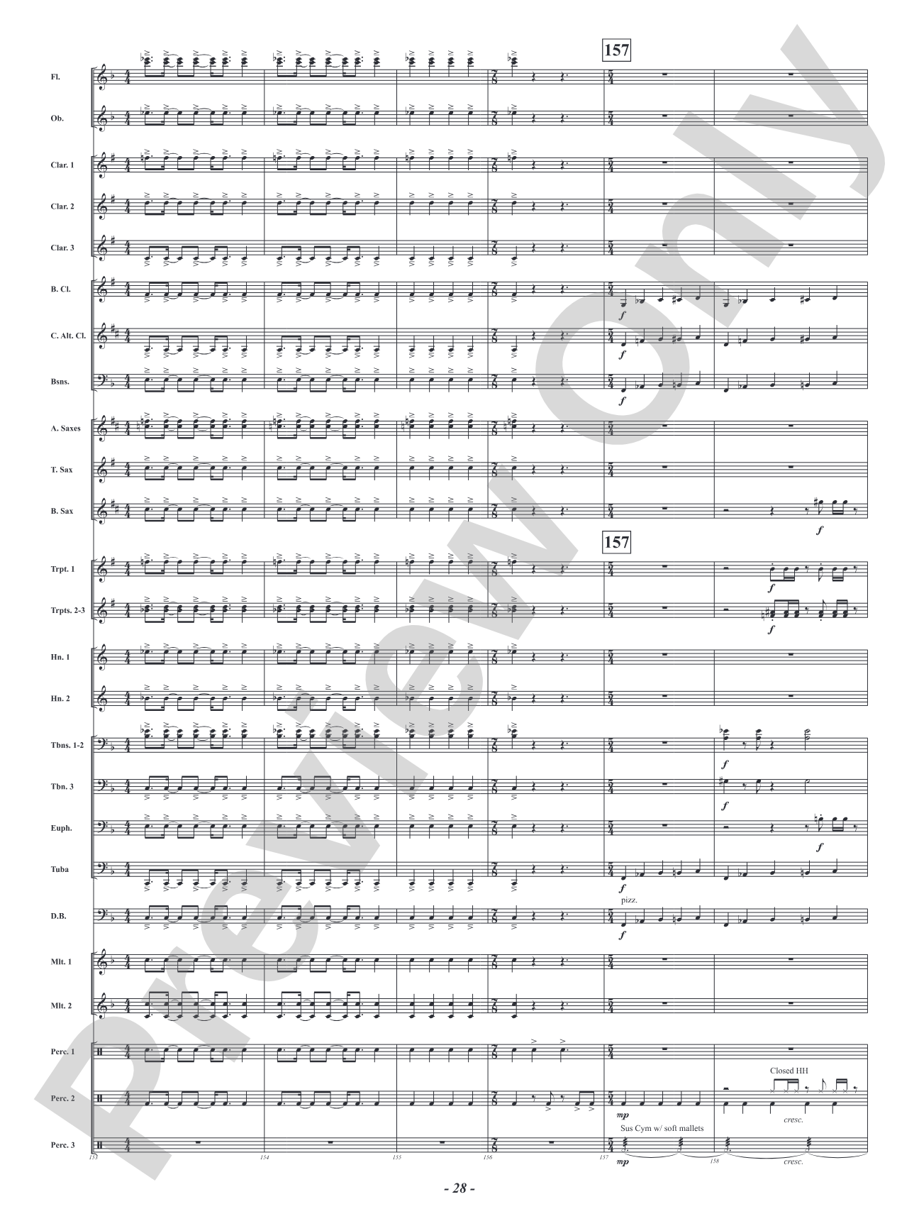 Five Mississippi Rush: Concert Band Conductor Score & Parts
