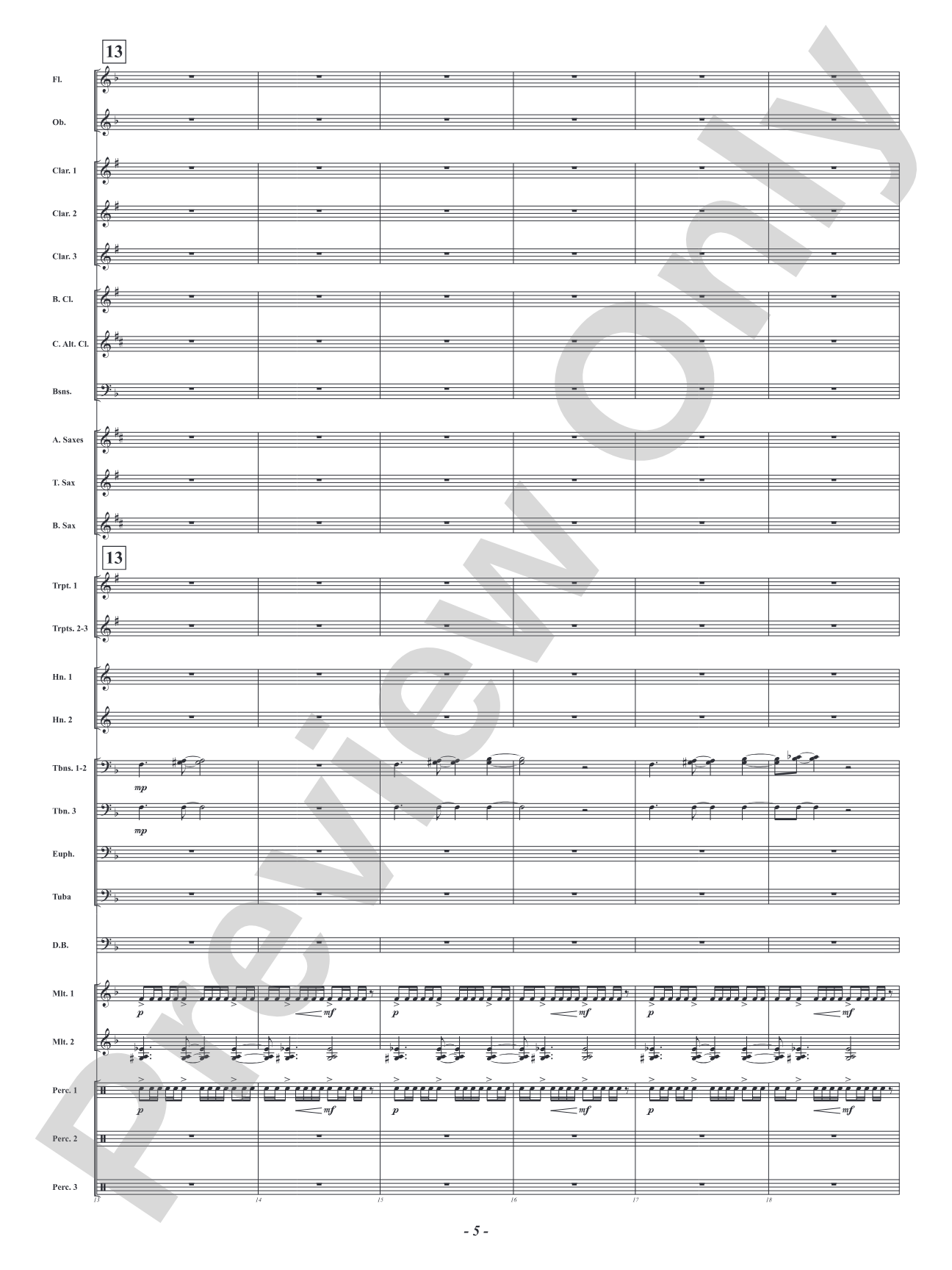Five Mississippi Rush: Concert Band Conductor Score & Parts