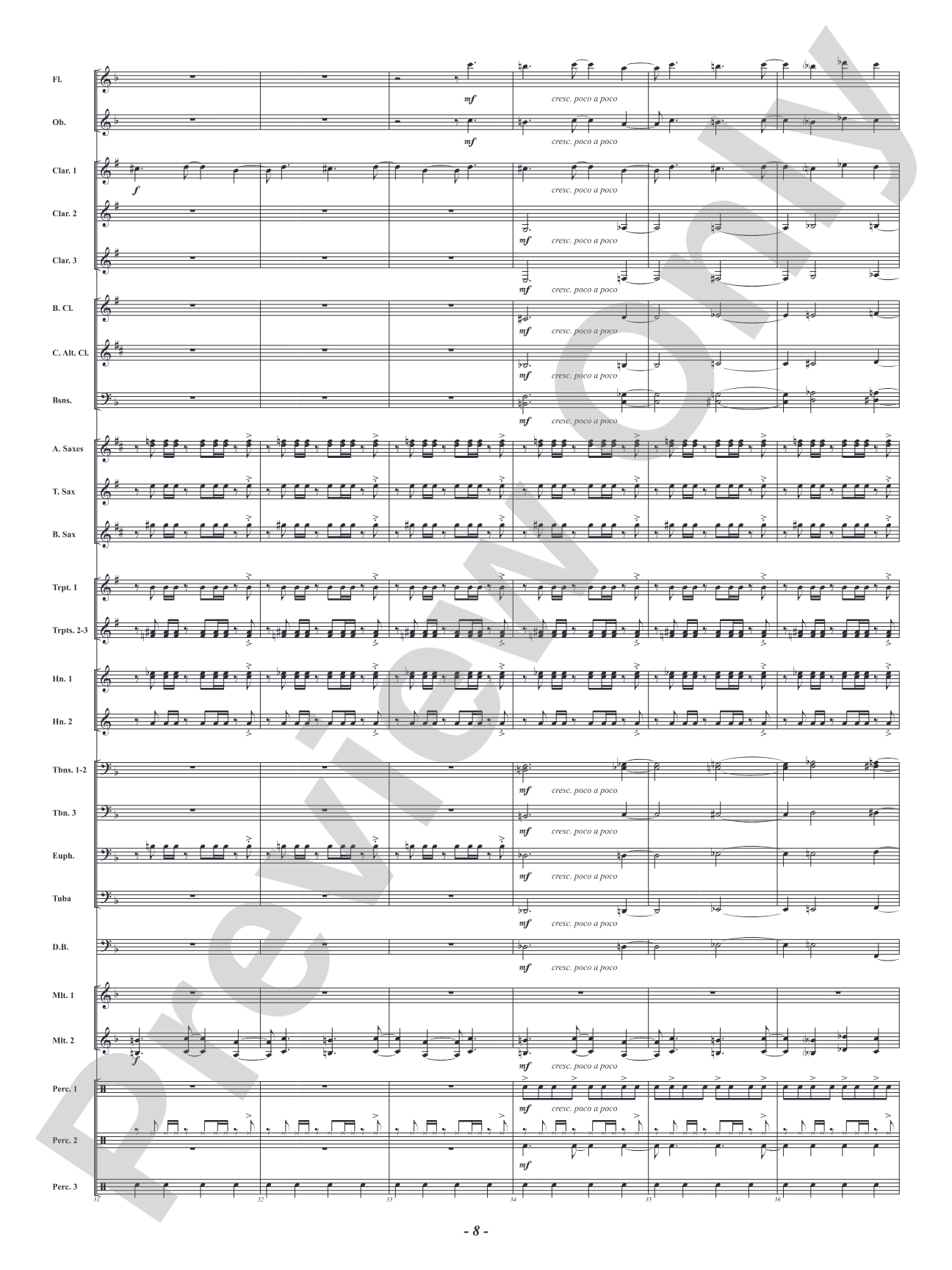 Five Mississippi Rush: Concert Band Conductor Score & Parts