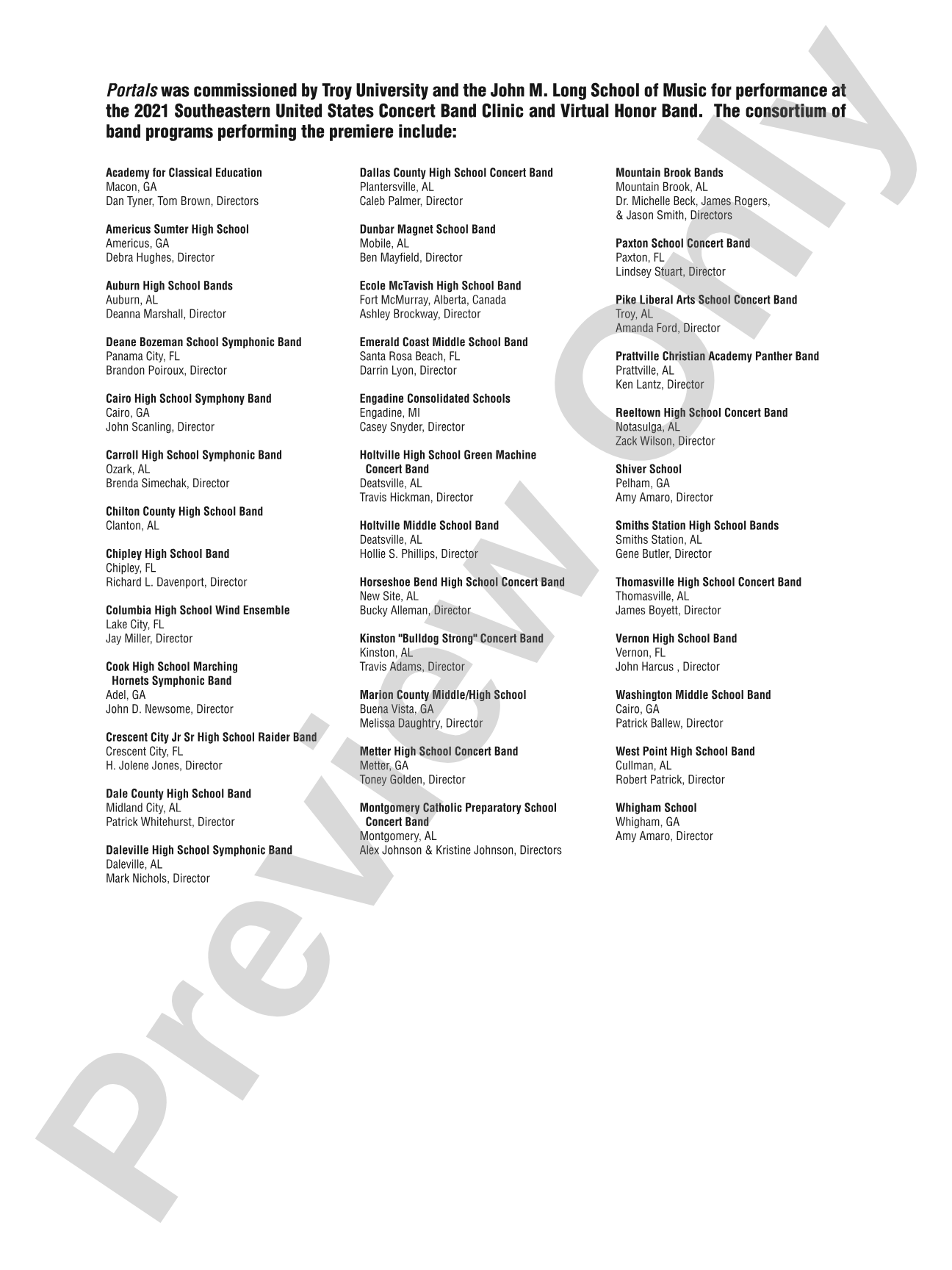 Portals: Concert Band Conductor Score & Parts