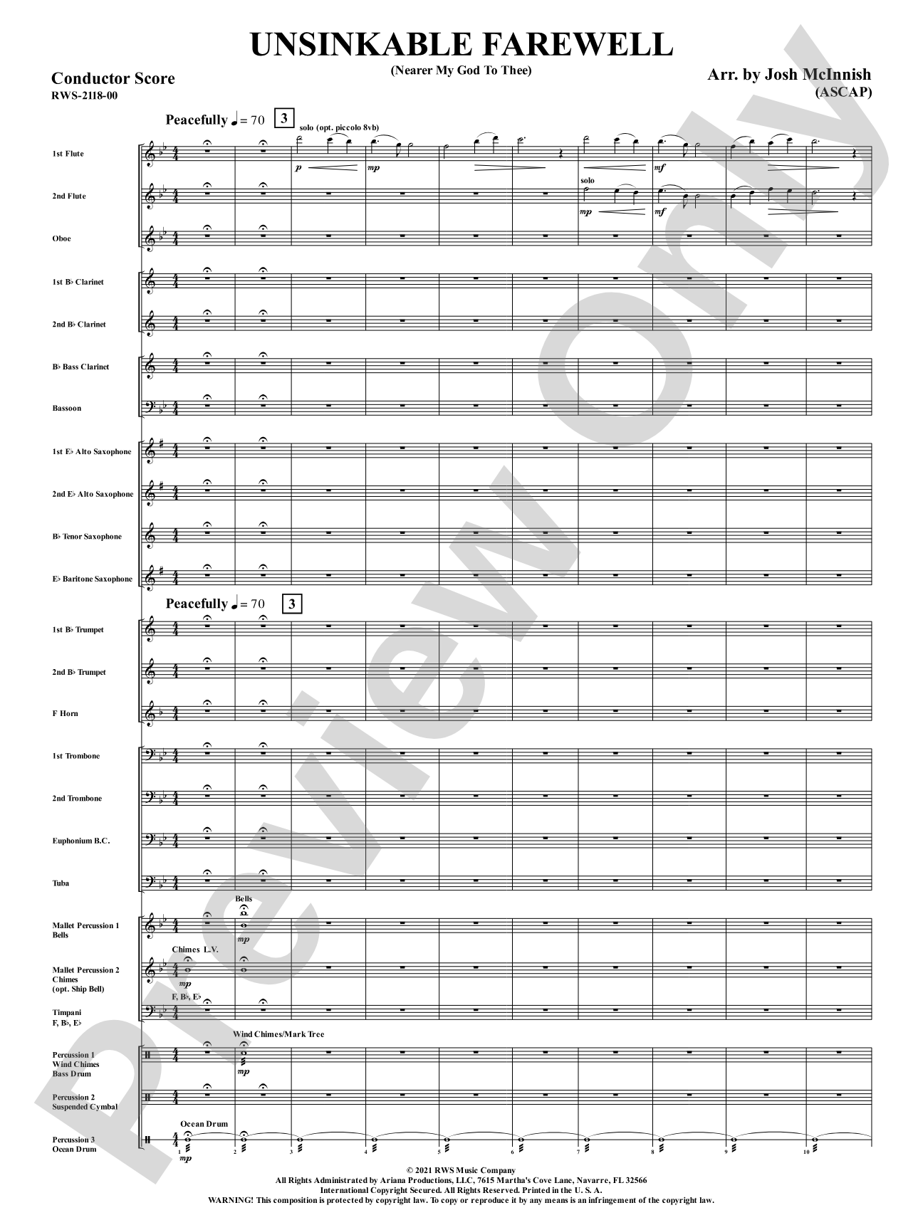 Unsinkable Farewell - Nearer My God to Thee: Concert Band Conductor Score & Parts