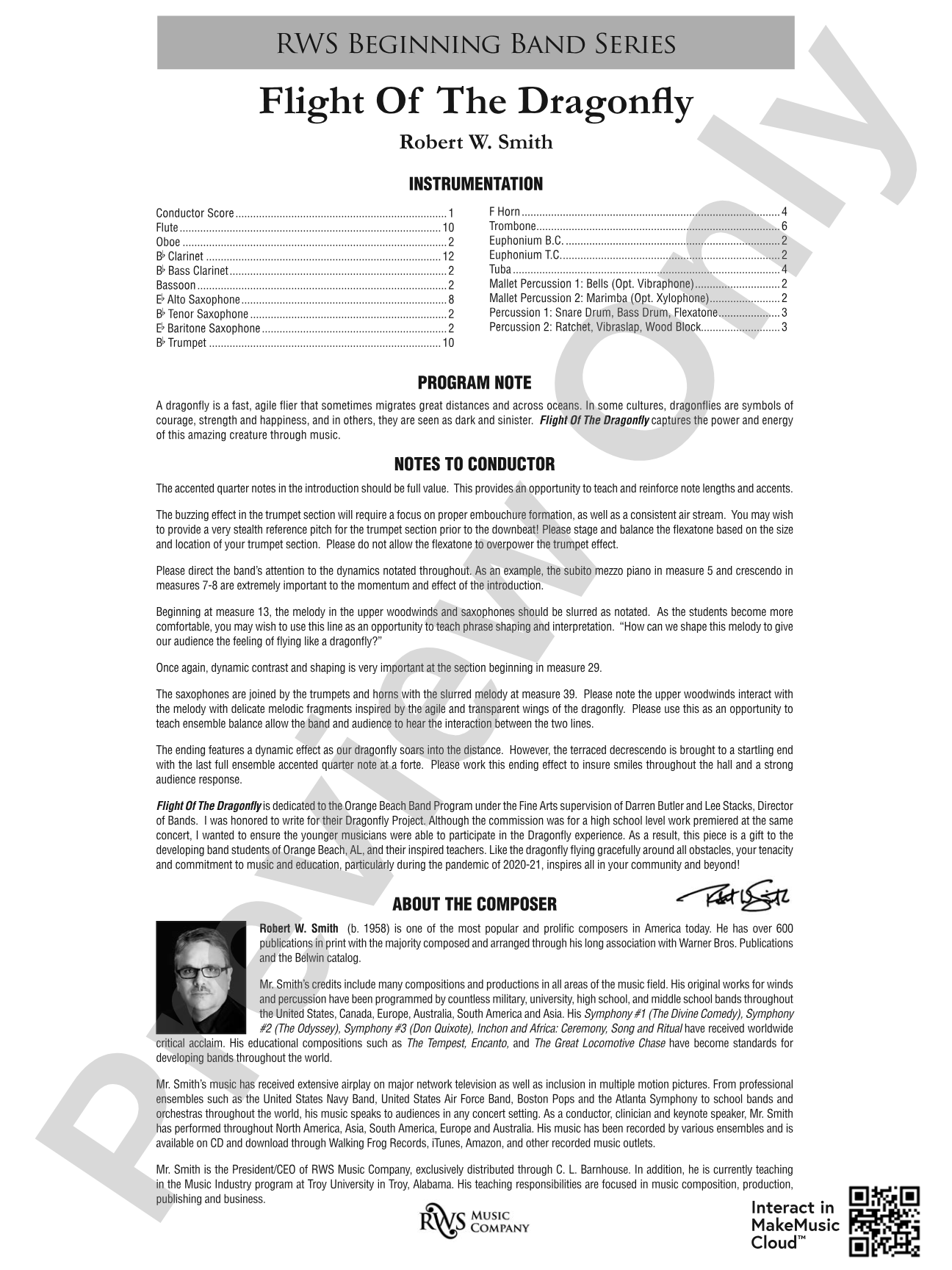 Flight of the Dragonfly: Concert Band Conductor Score & Parts