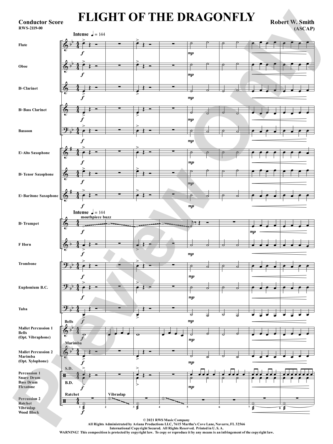 Flight of the Dragonfly: Concert Band Conductor Score & Parts