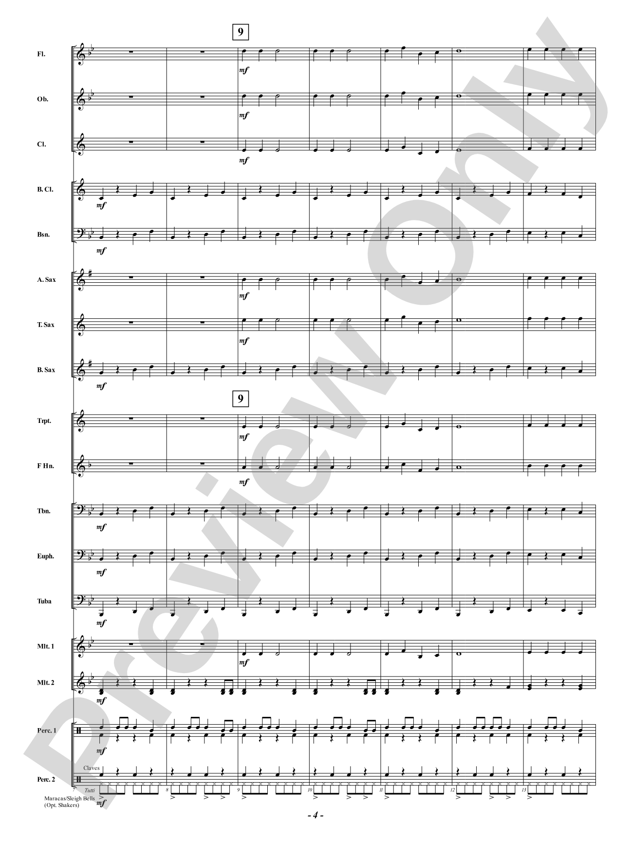 I Saw Santa Dance the Samba on His Sleigh: Concert Band Conductor Score & Parts