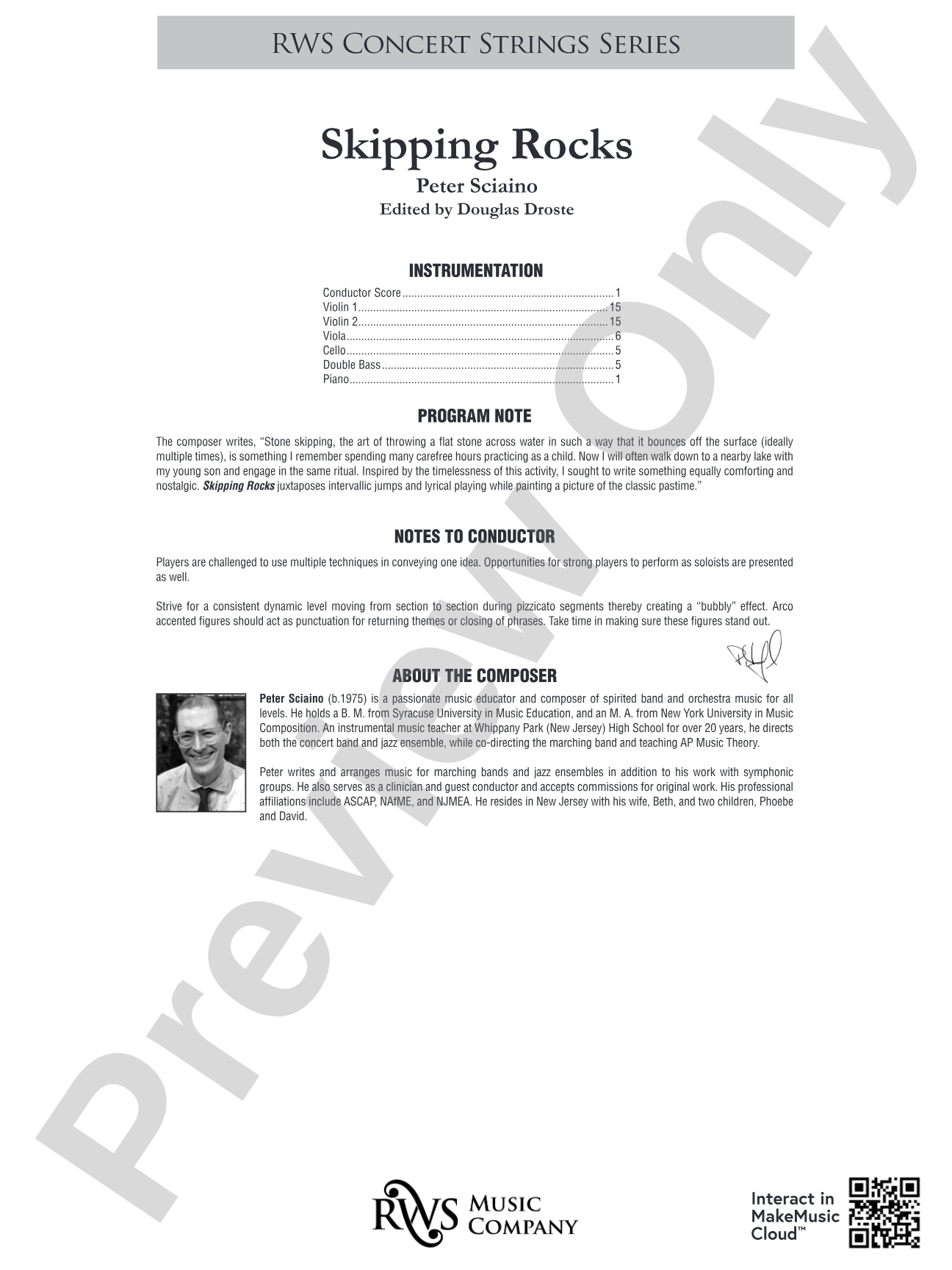 Skipping Rocks: String Orchestra Conductor Score & Parts
