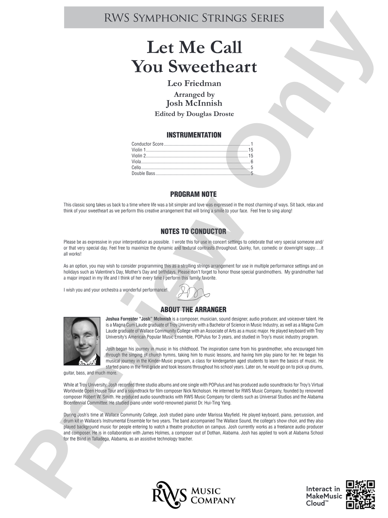 Let Me Call You Sweetheart: String Orchestra Conductor Score & Parts