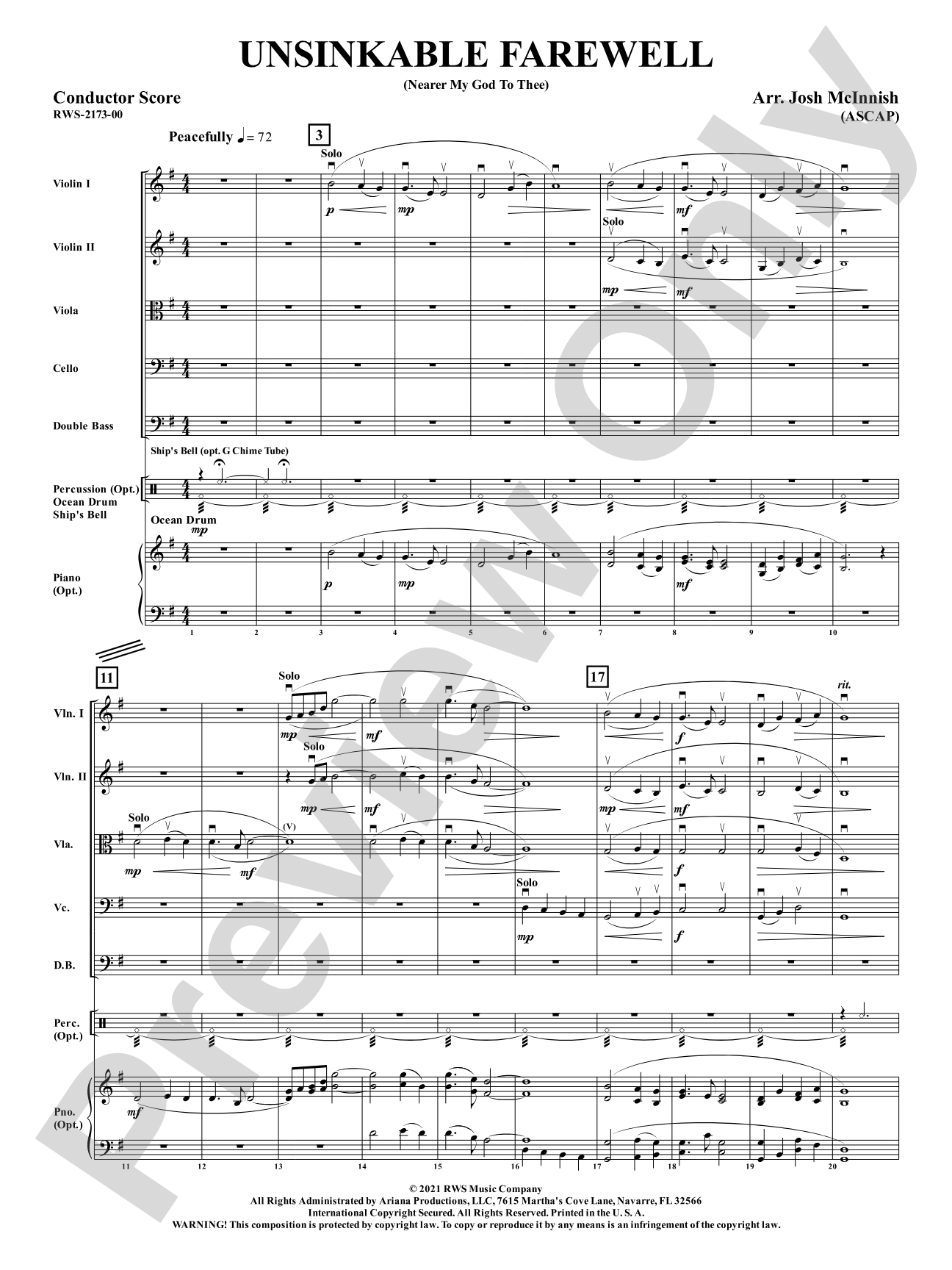 Unsinkable Farewell - Nearer My God to Thee: String Orchestra Conductor Score & Parts