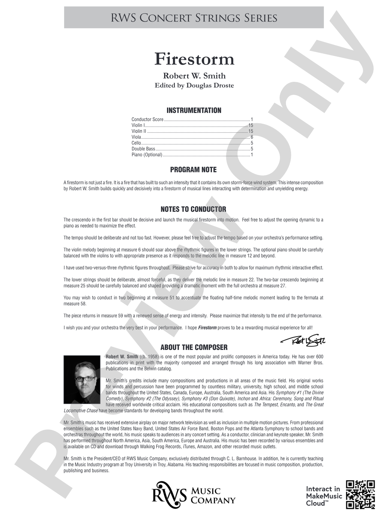 Firestorm: String Orchestra Conductor Score & Parts