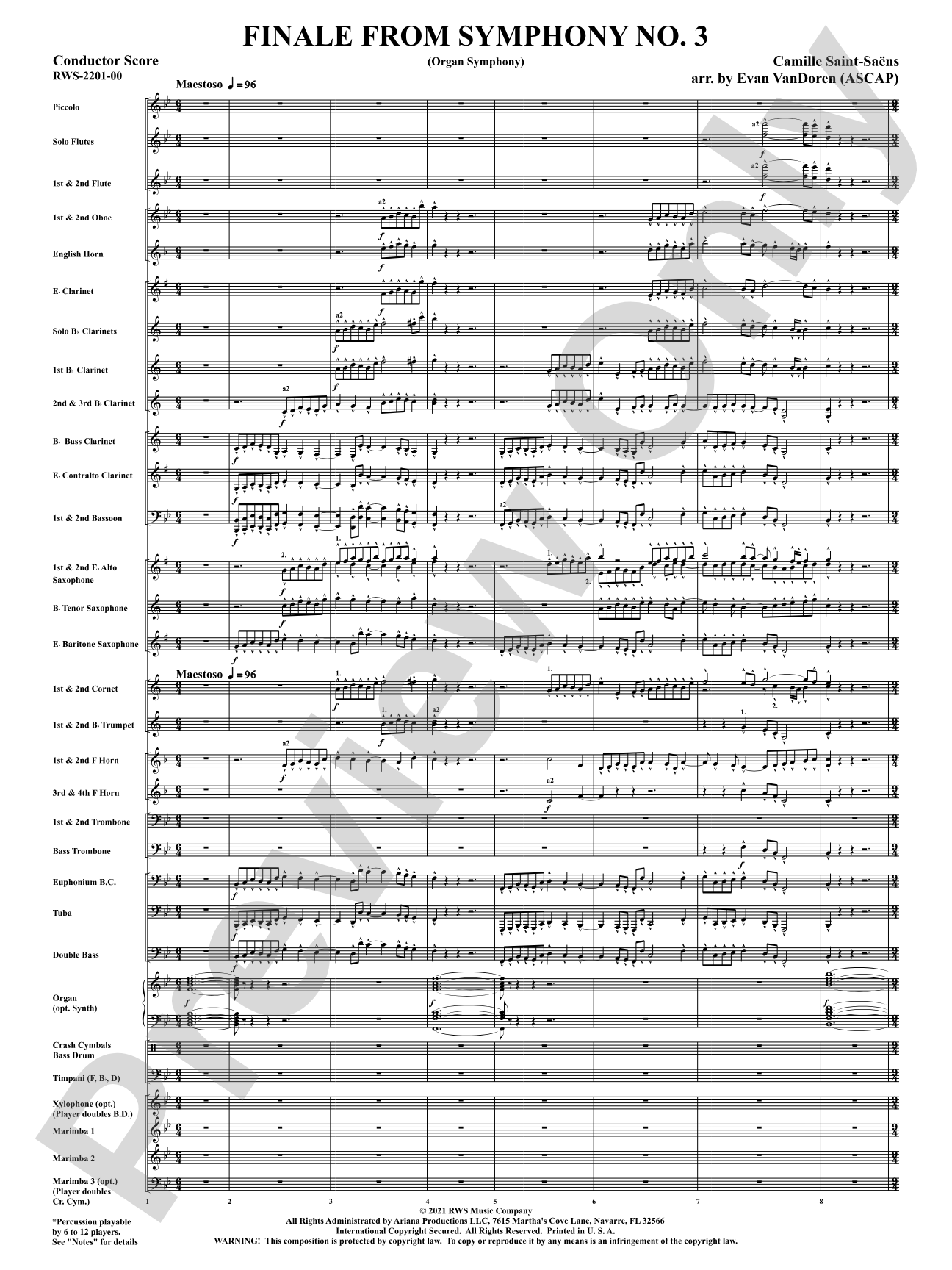 Finale from <i>Symphony No. 3</i> - Organ Symphony: Concert Band Conductor Score & Parts