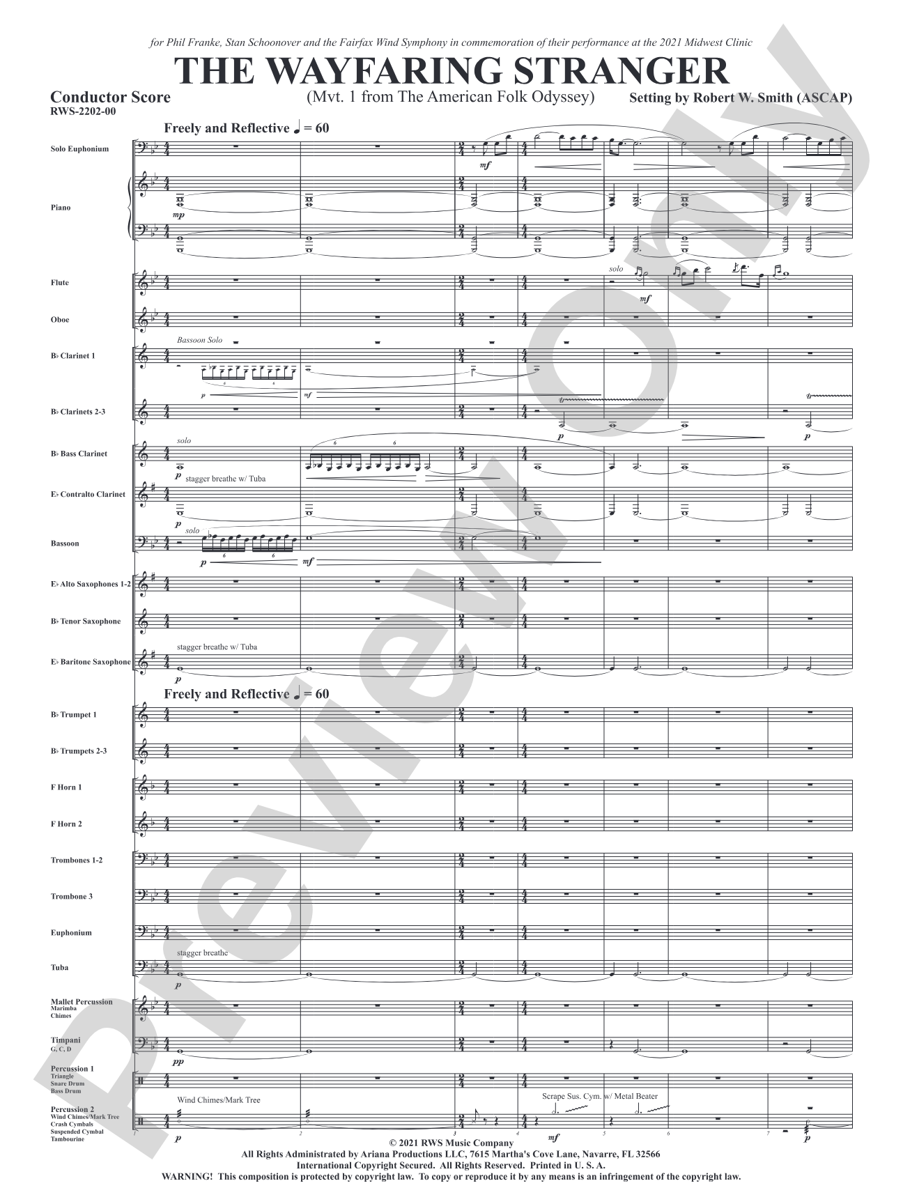 The Wayfaring Stranger - Mvt. 1 from <i>The American Folk Odyssey</i>: Concert Band Conductor Score & Parts