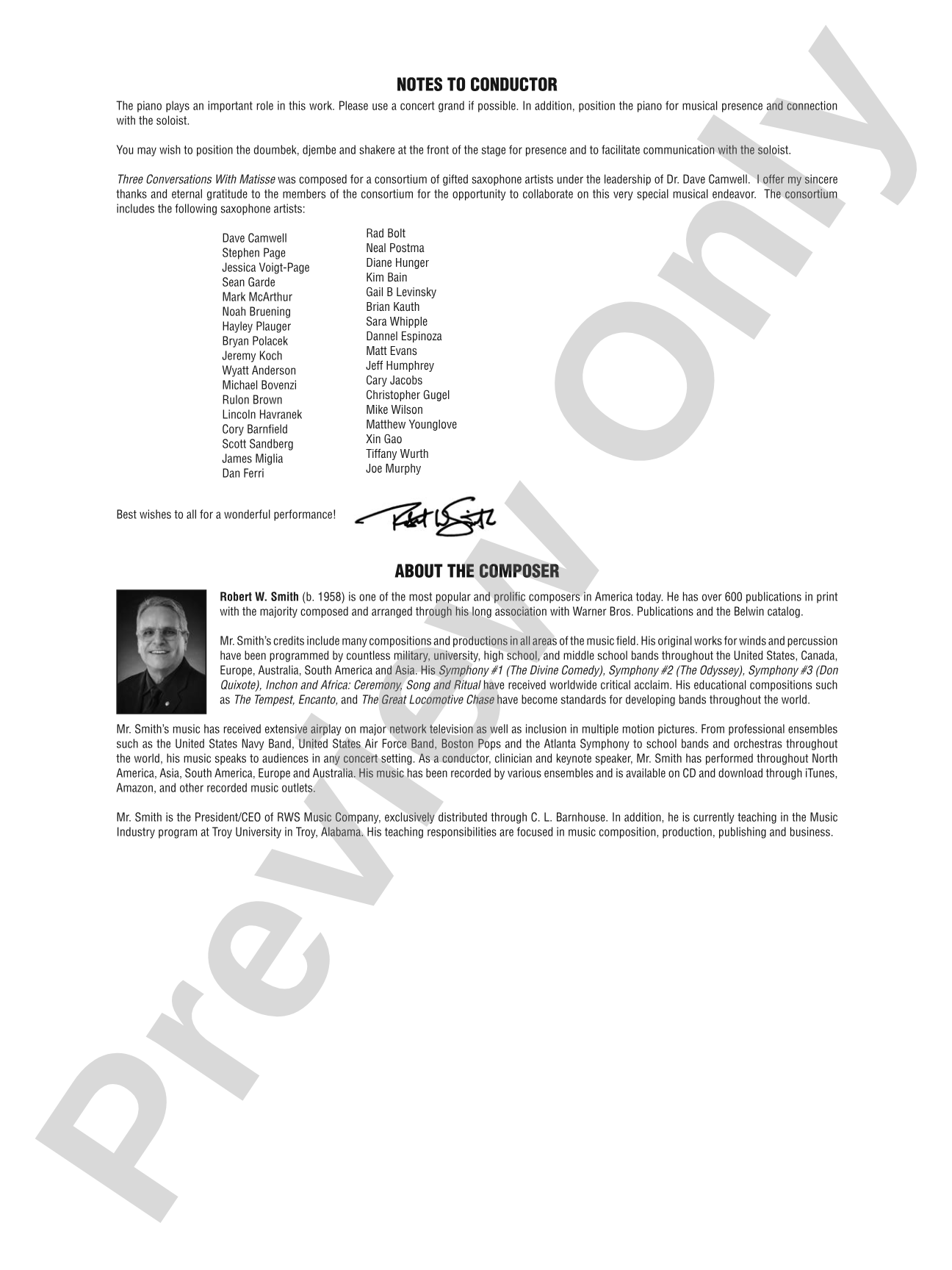 The Dance - Mvt. 1 from <i>Three Conversations with Matisse</i>: Concert Band Conductor Score & Parts