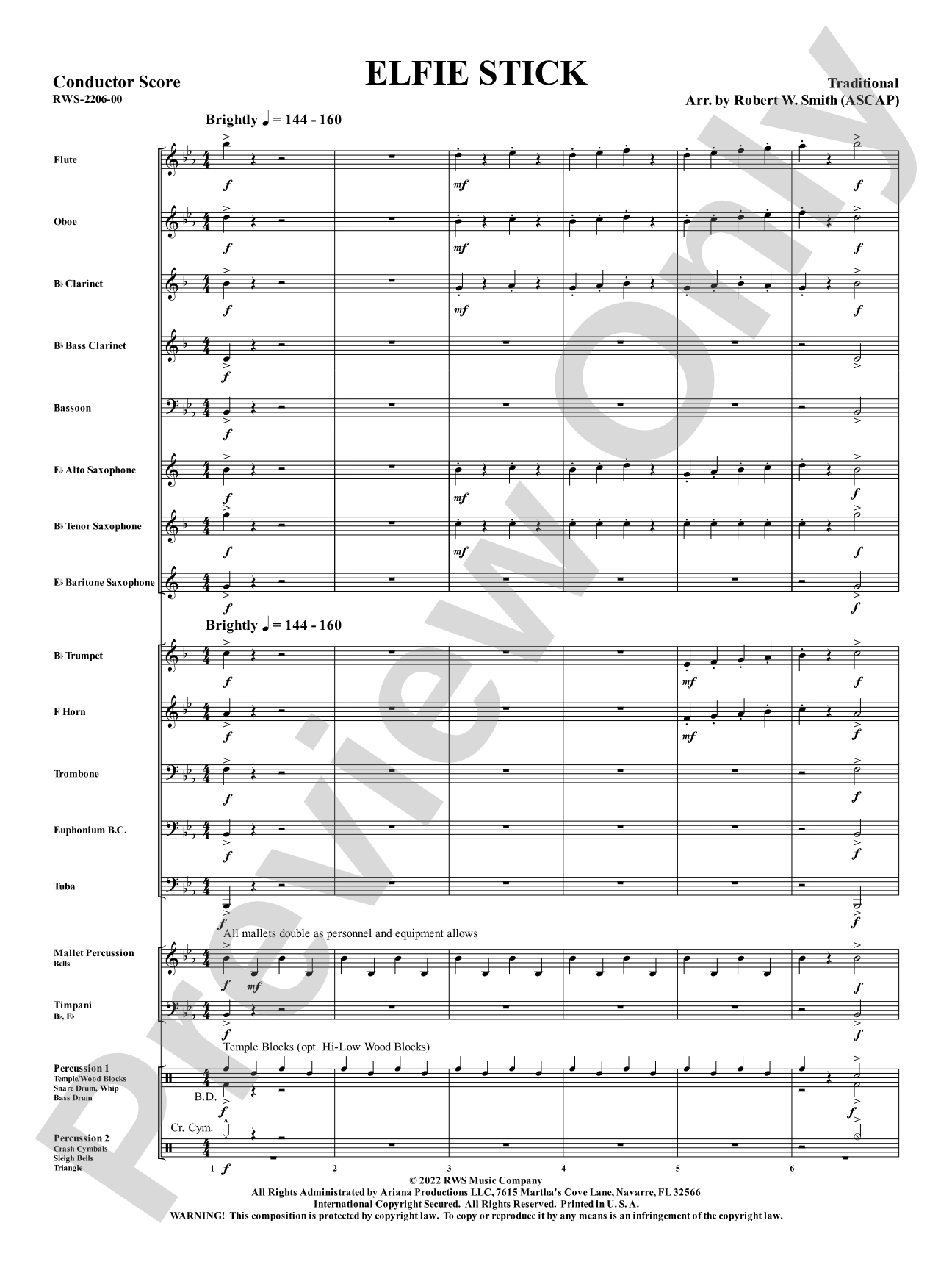 Elfie Stick: Concert Band Conductor Score & Parts