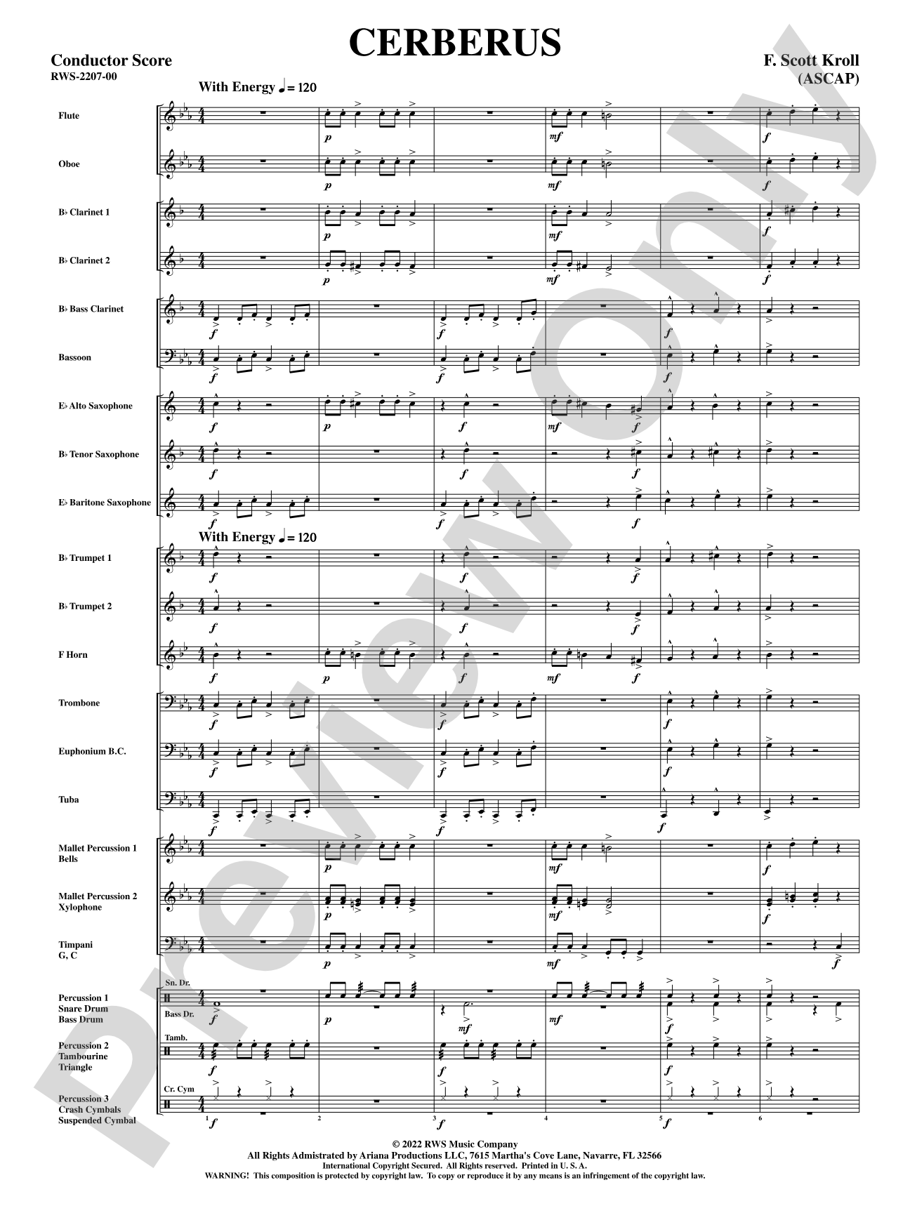 Cerberus: Concert Band Conductor Score & Parts