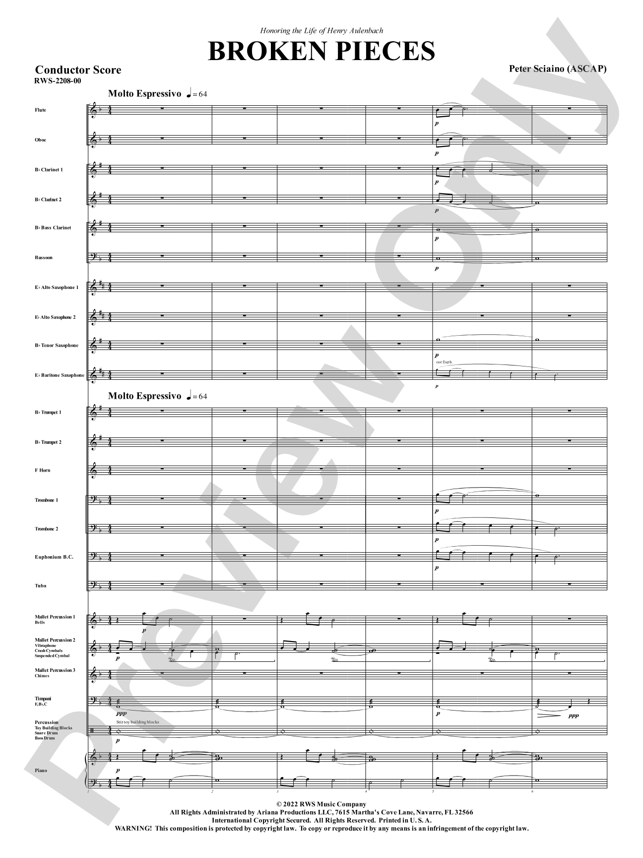 Broken Pieces: Concert Band Conductor Score & Parts