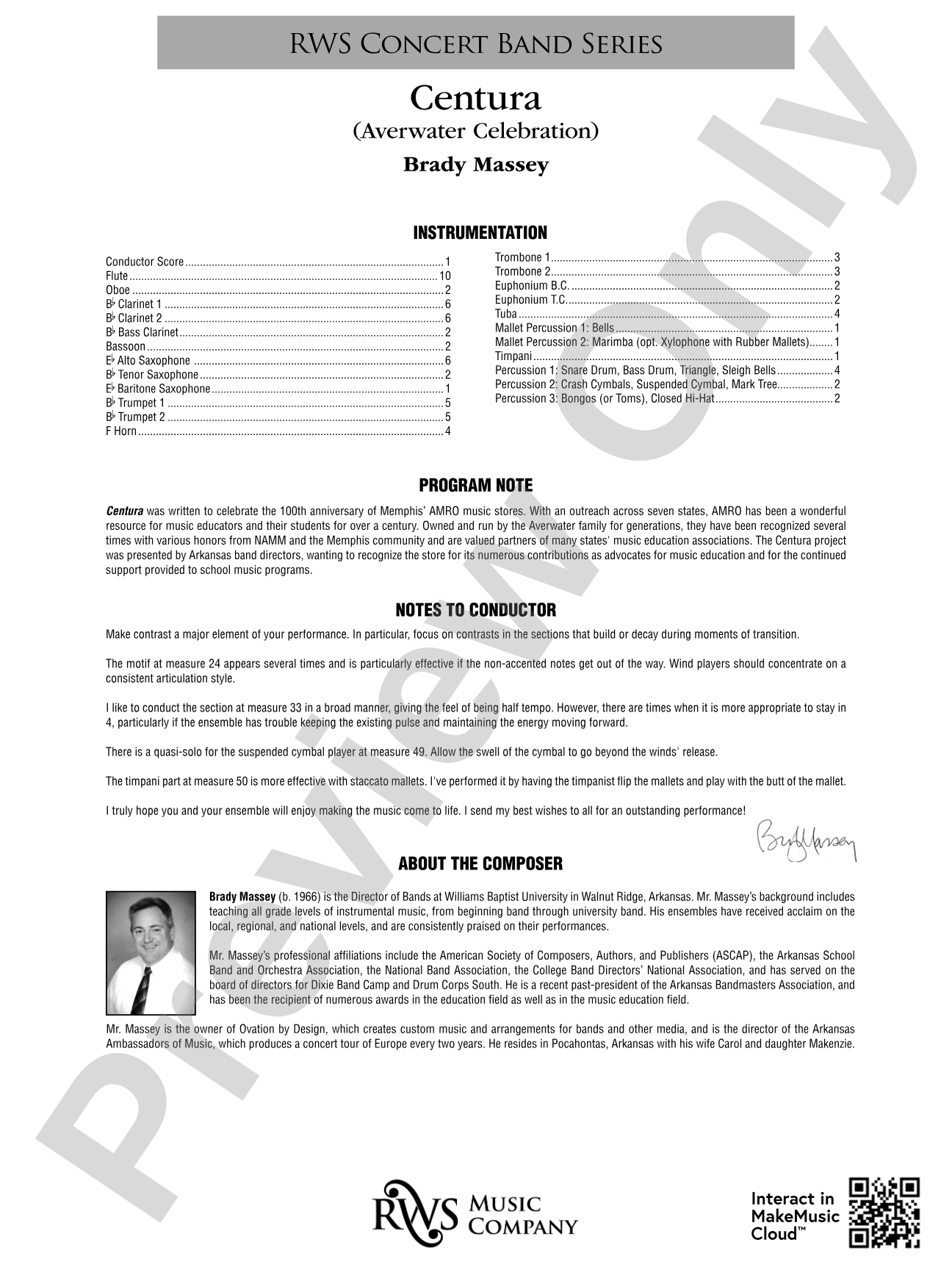 Centura - Averwater Celebration: Concert Band Conductor Score & Parts