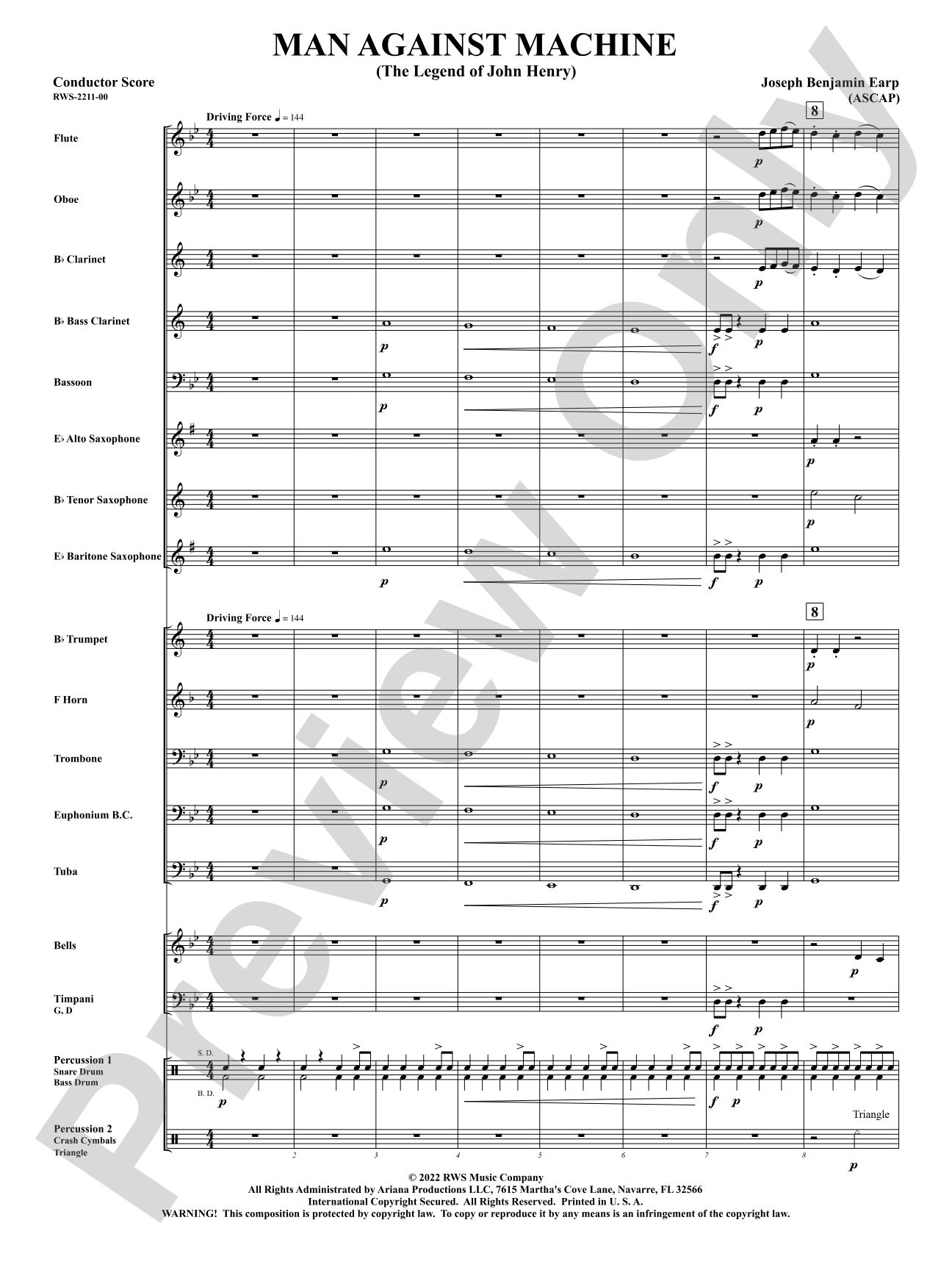 Man Against Machine - The Legend of John Henry: Concert Band Conductor Score & Parts