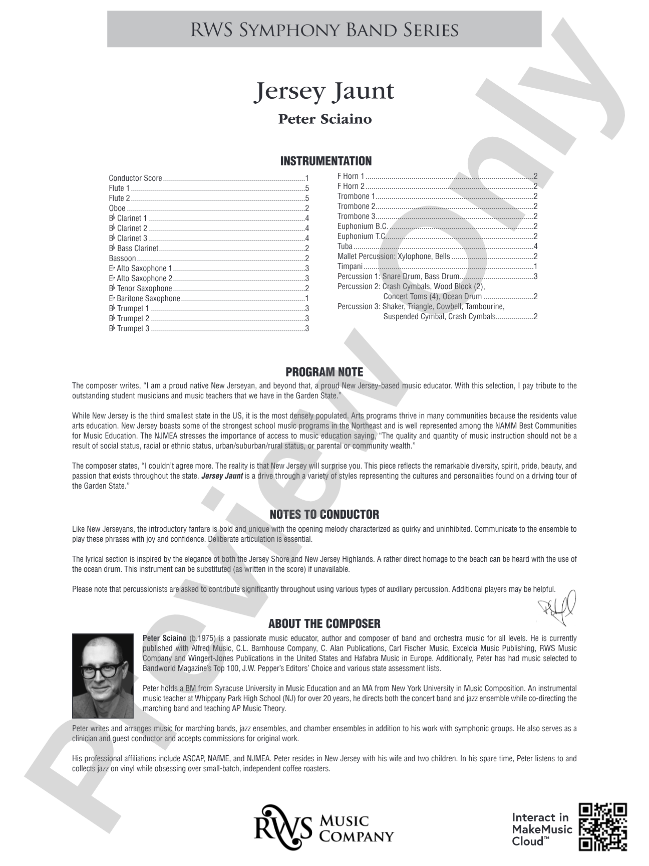 Jersey Jaunt: Concert Band Conductor Score & Parts