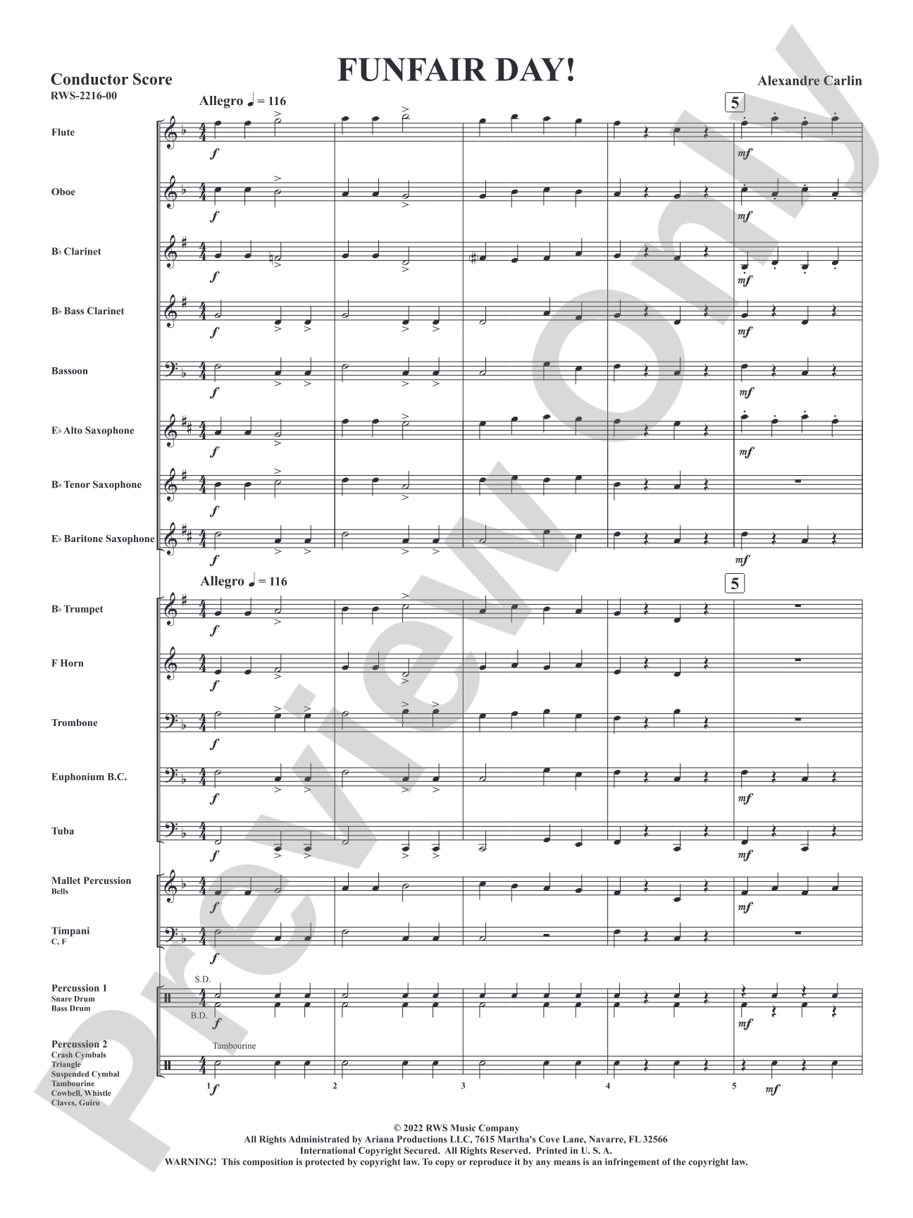 Funfair Day!: Concert Band Conductor Score & Parts