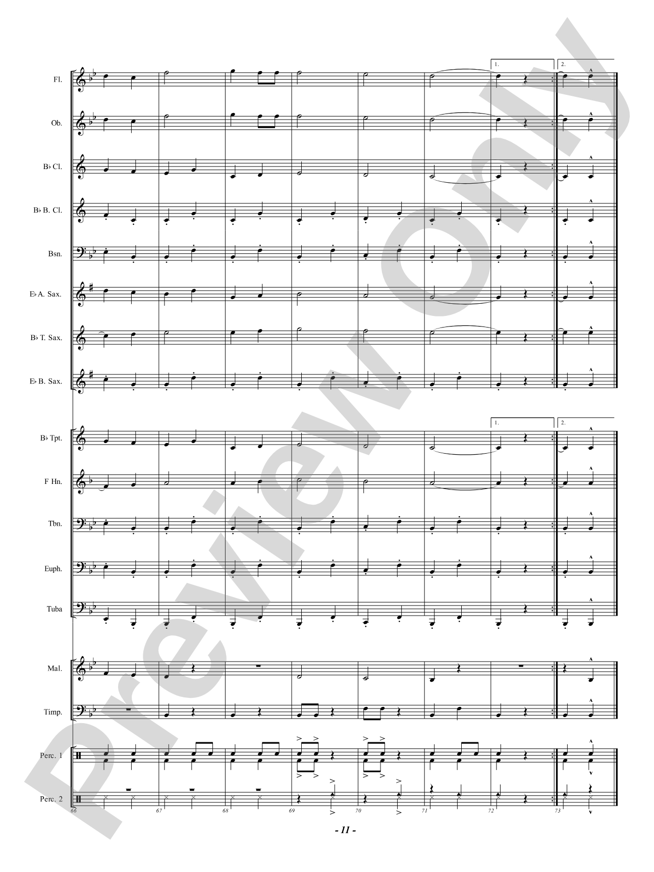 Over The Hills: Concert Band Conductor Score & Parts