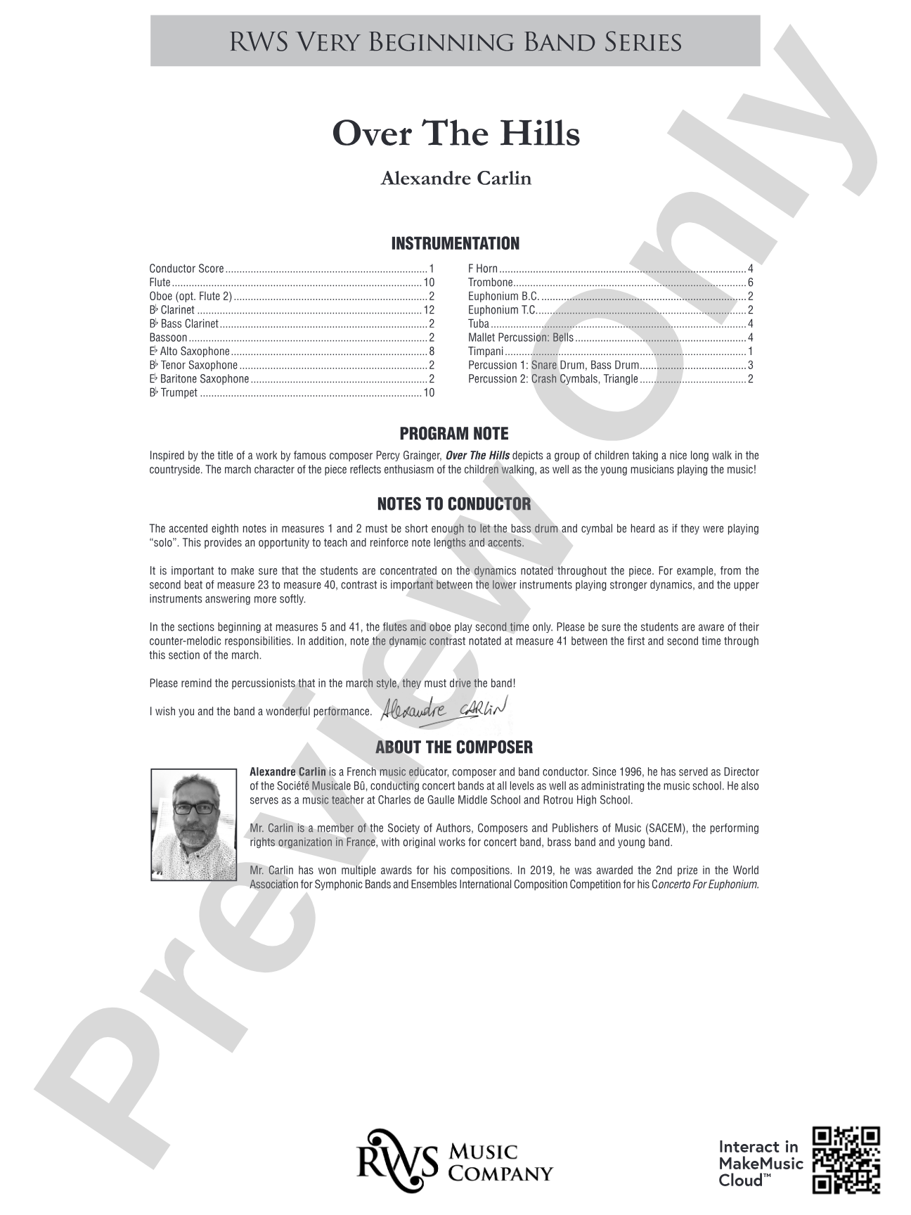 Over The Hills: Concert Band Conductor Score & Parts