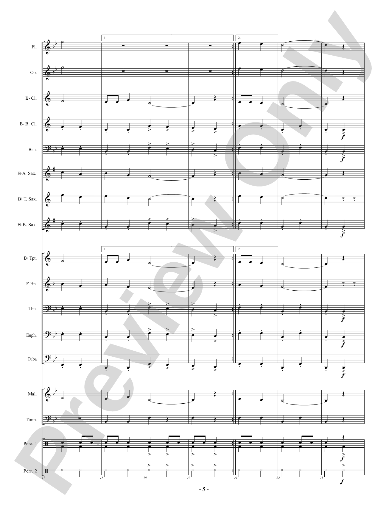 Over The Hills: Concert Band Conductor Score & Parts