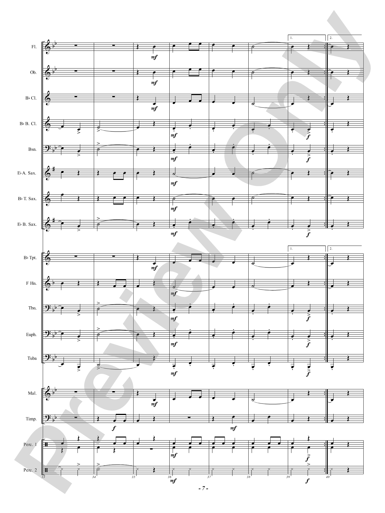 Over The Hills: Concert Band Conductor Score & Parts