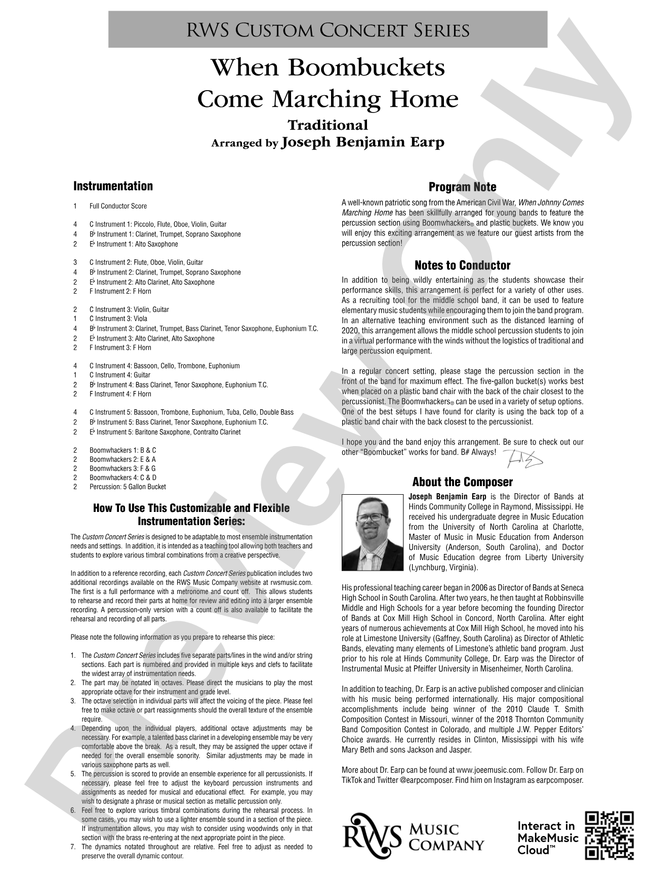 When Boombuckets Come Marching Home: Flexible Concert Band Conductor Score & Parts