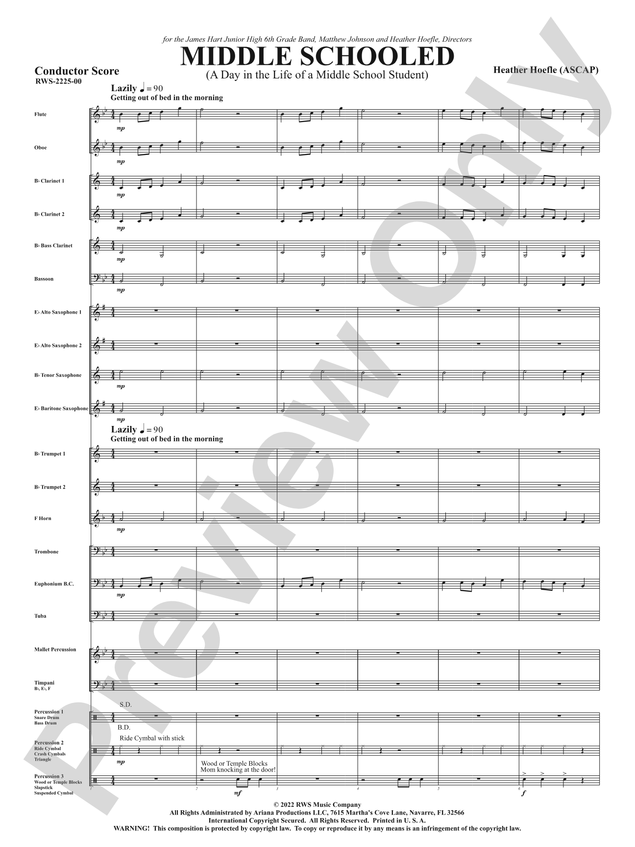 Middle Schooled - A Day in the Life of a Middle School Student: Concert Band Conductor Score & Parts