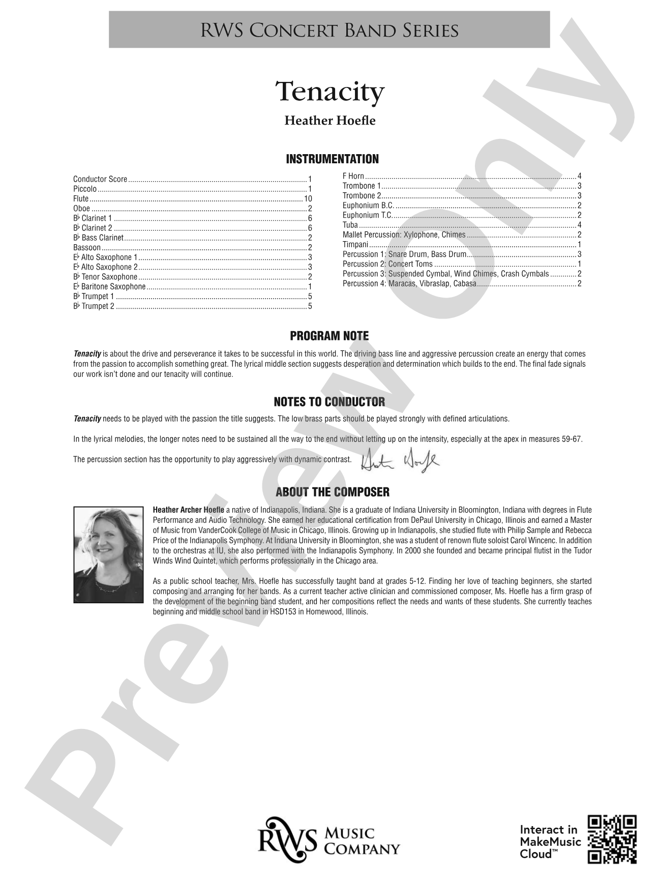 Tenacity: Concert Band Conductor Score & Parts