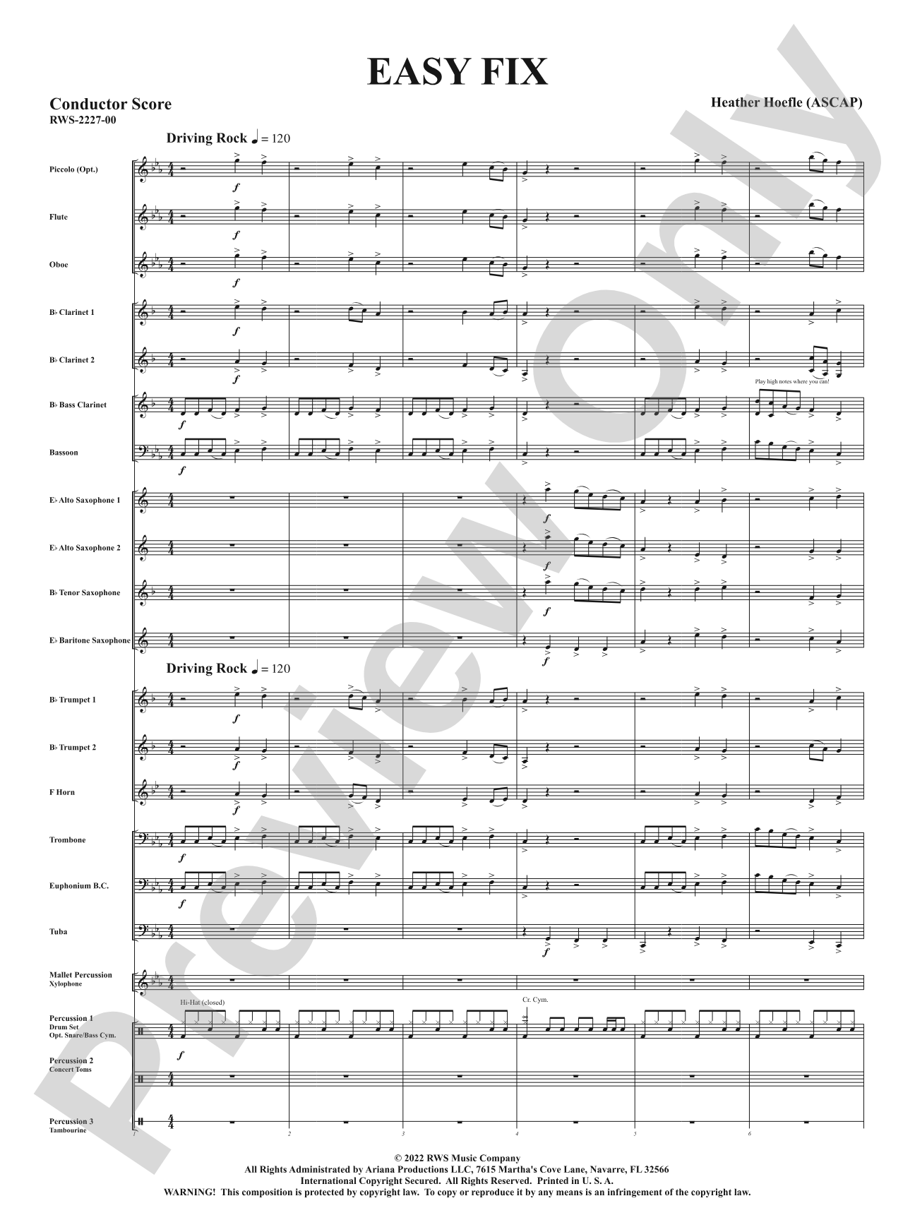 Easy Fix: Concert Band Conductor Score & Parts