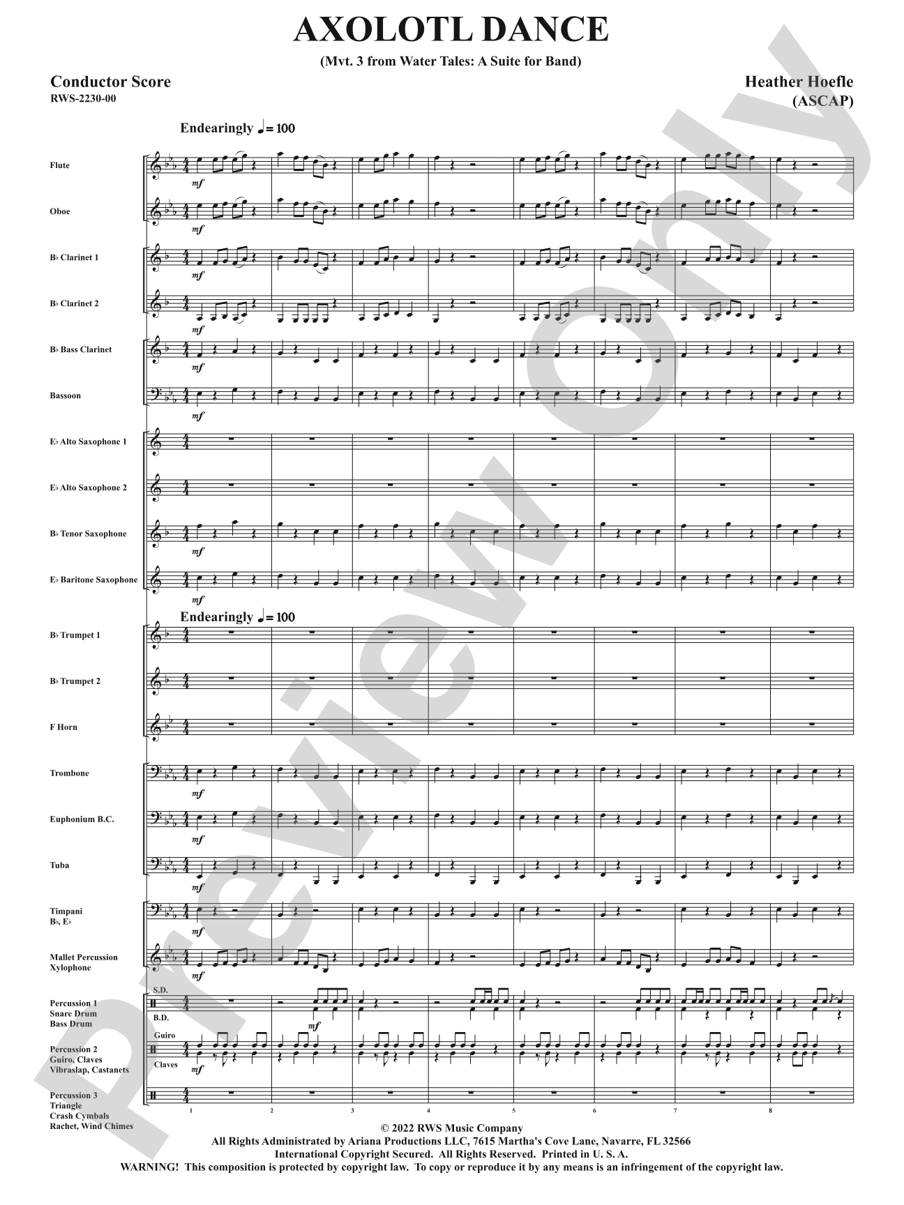 Axolotl Dance - Mvt. 3 from <i>Water Tales: A Suite for Band</i>: Score