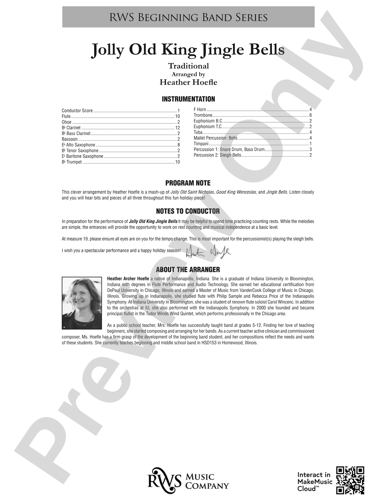 Jolly Old King Jingle Bells: Concert Band Conductor Score & Parts