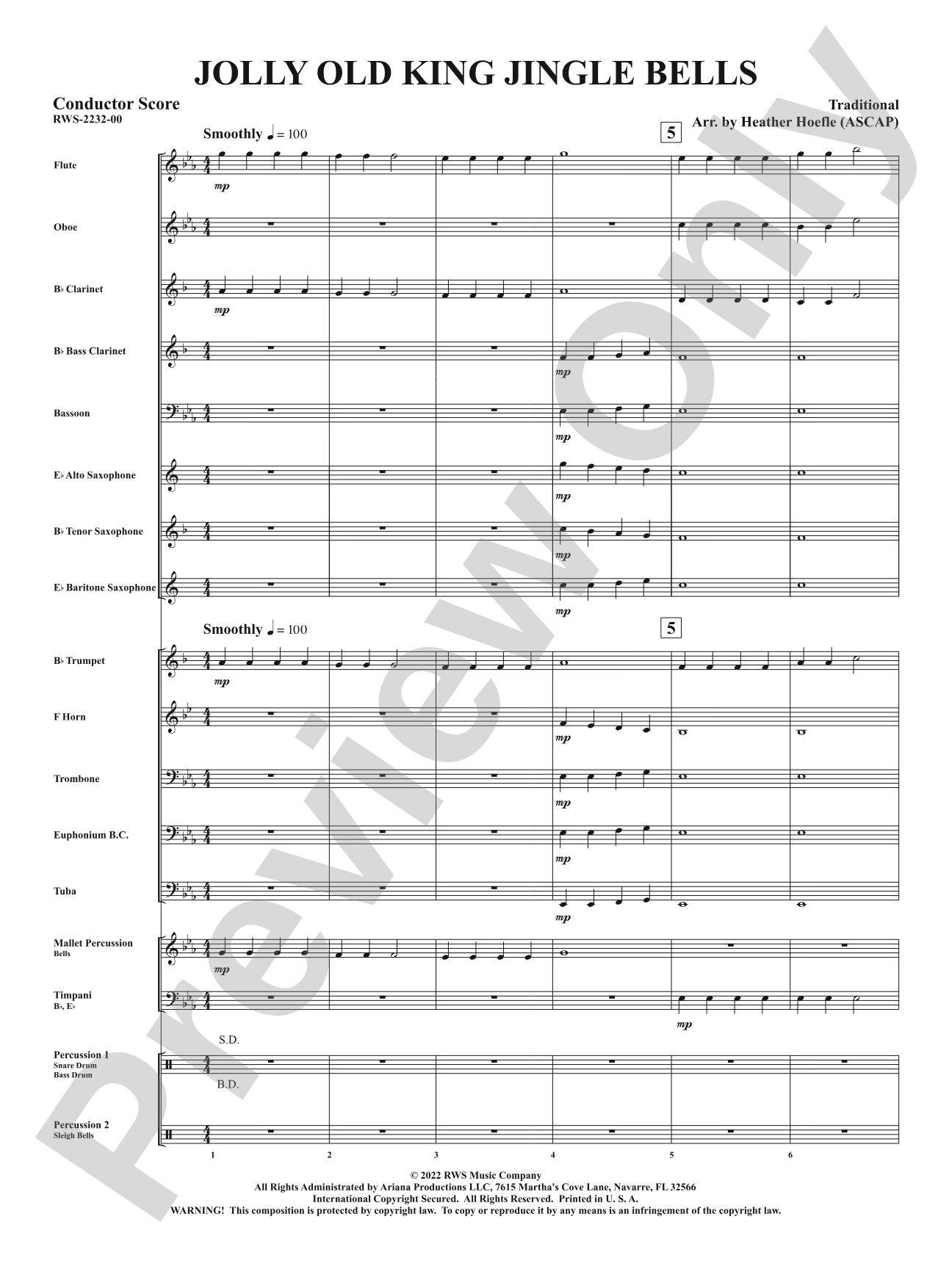 Jolly Old King Jingle Bells: Concert Band Conductor Score & Parts
