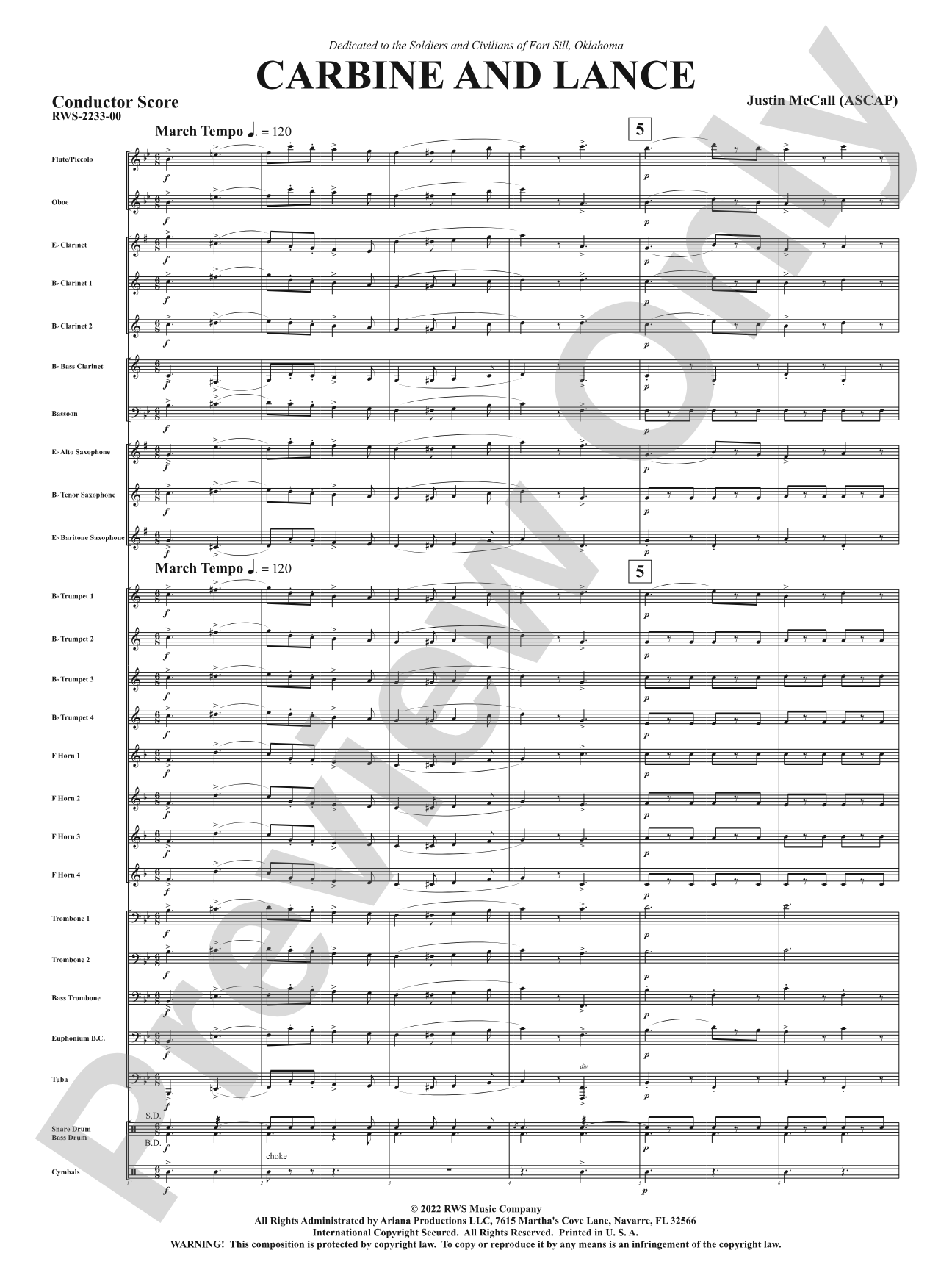 Carbine and Lance: Concert Band Conductor Score & Parts