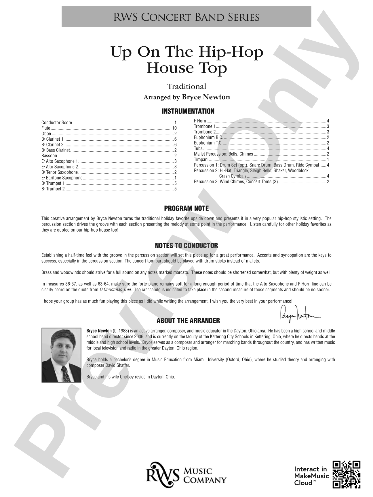 Up on the Hip-Hop House Top: Concert Band Conductor Score & Parts
