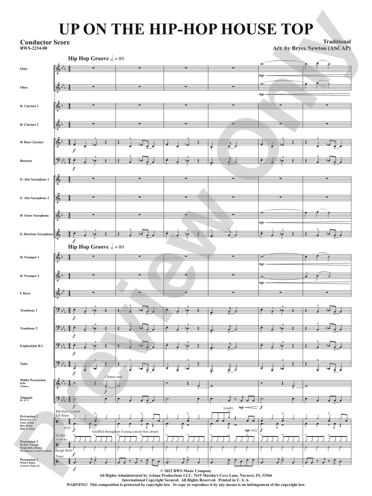 Up on the Hip-Hop House Top: Concert Band Conductor Score & Parts