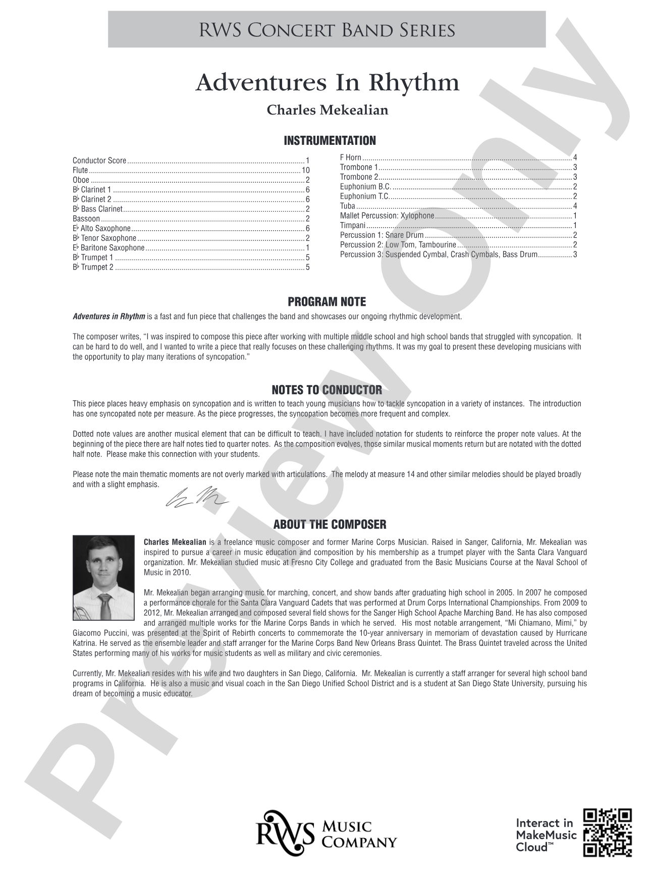Adventures in Rhythm: Concert Band Conductor Score & Parts