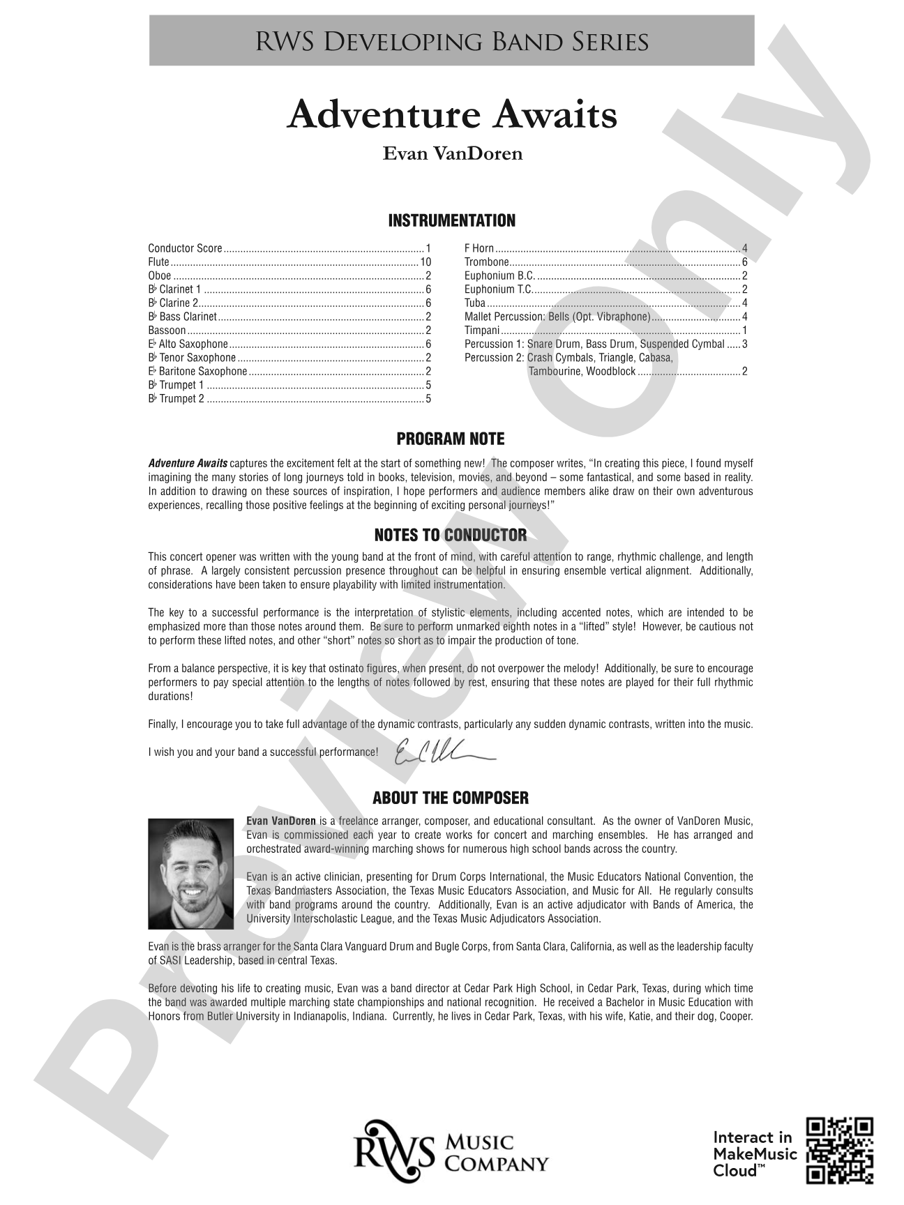Adventure Awaits: Concert Band Conductor Score & Parts