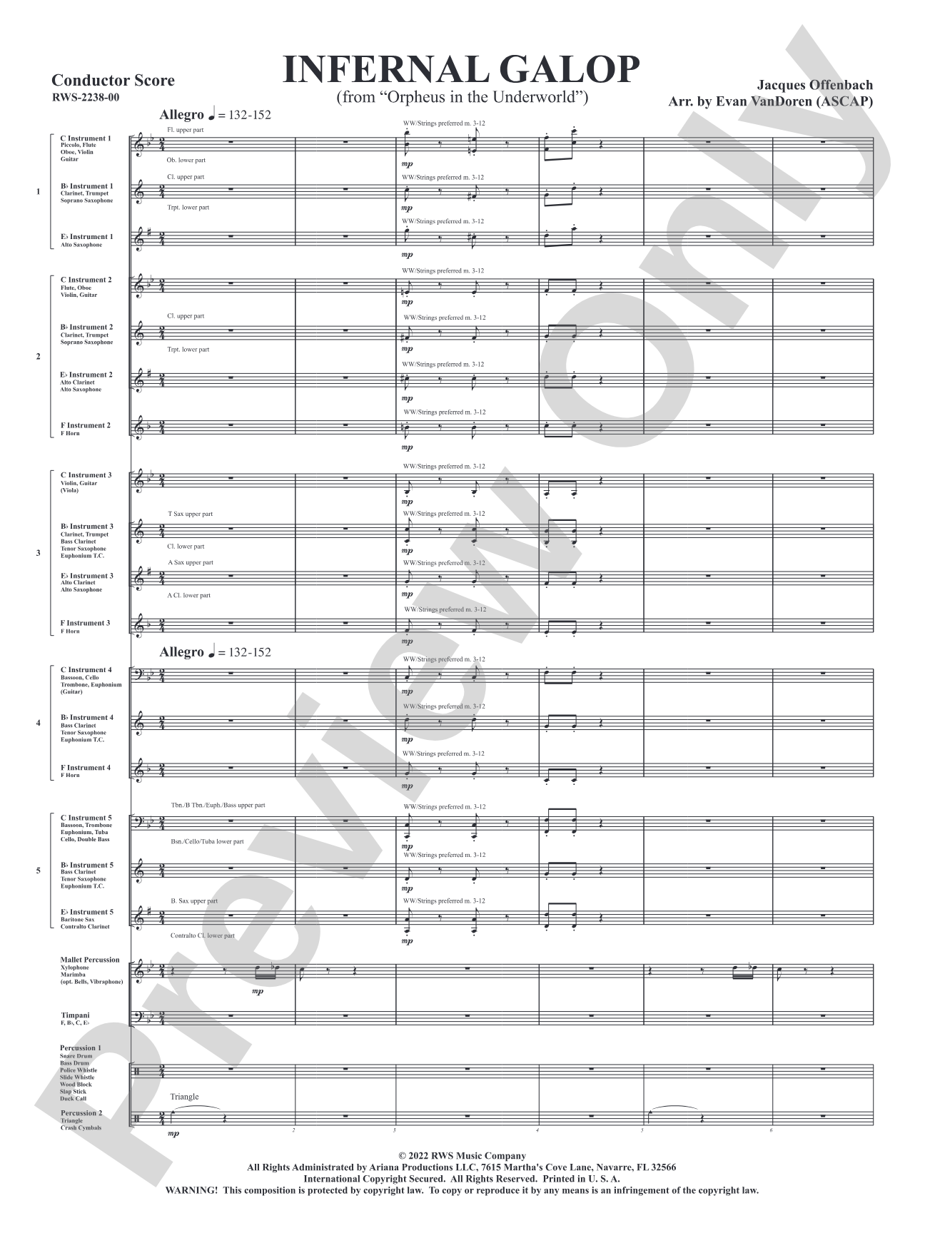 Infernal Galop - From <i>Orpheus in the Underworld</i>: Flexible Concert Band Conductor Score & Parts