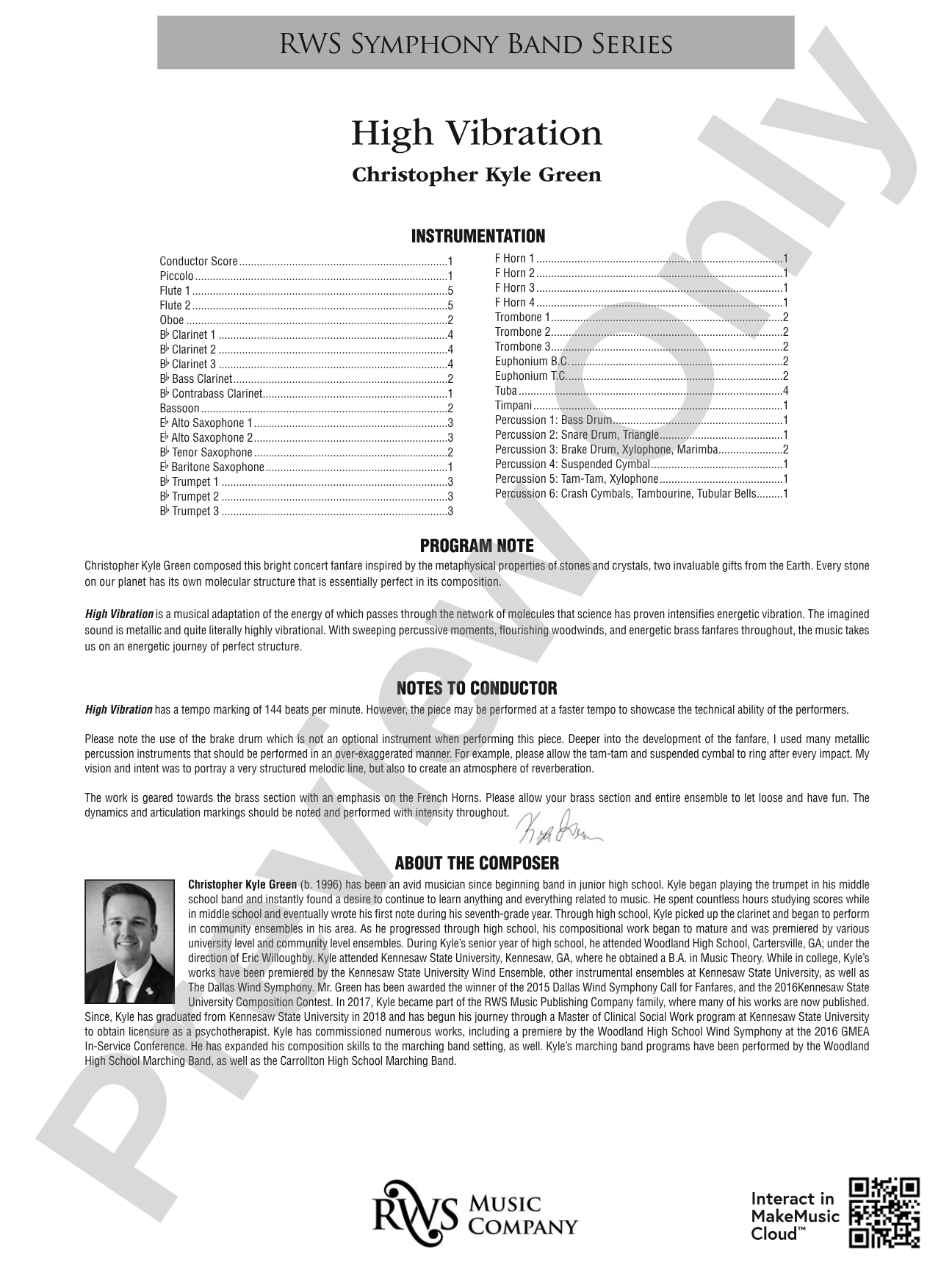 High Vibration: Concert Band Conductor Score & Parts