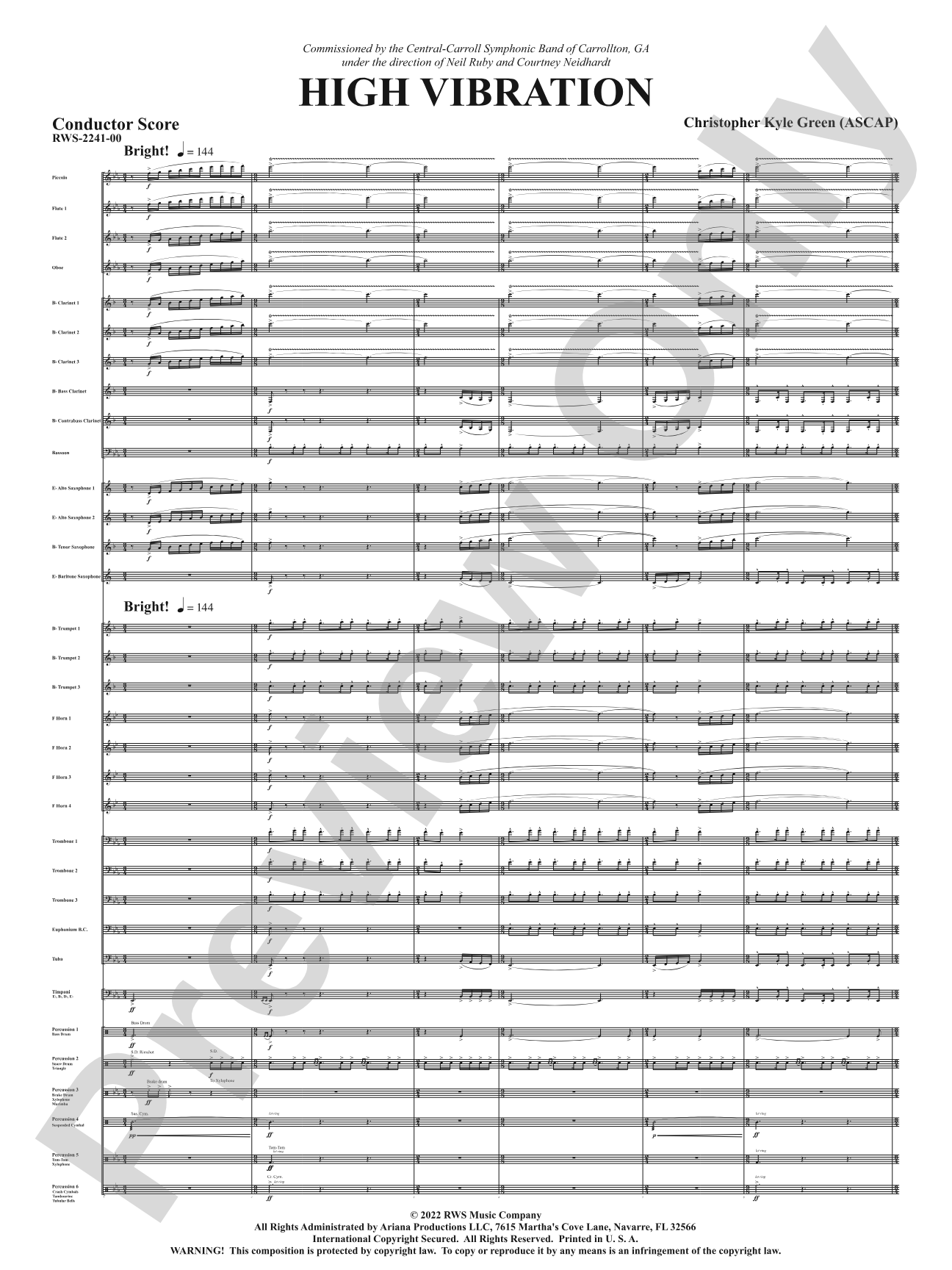 High Vibration: Concert Band Conductor Score & Parts