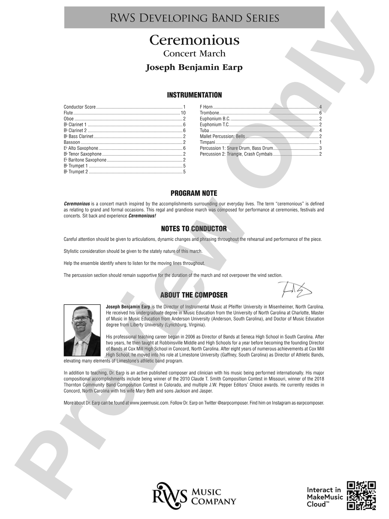 Ceremonious - Concert March: Concert Band Conductor Score & Parts