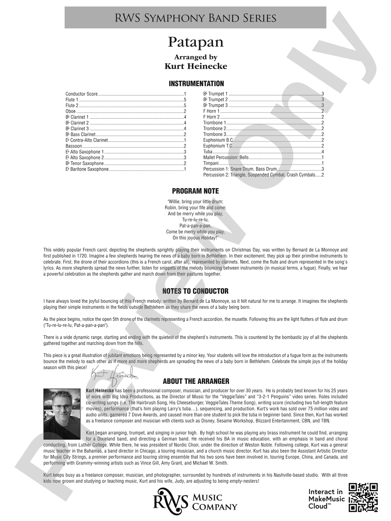 Patapan: Concert Band Conductor Score & Parts